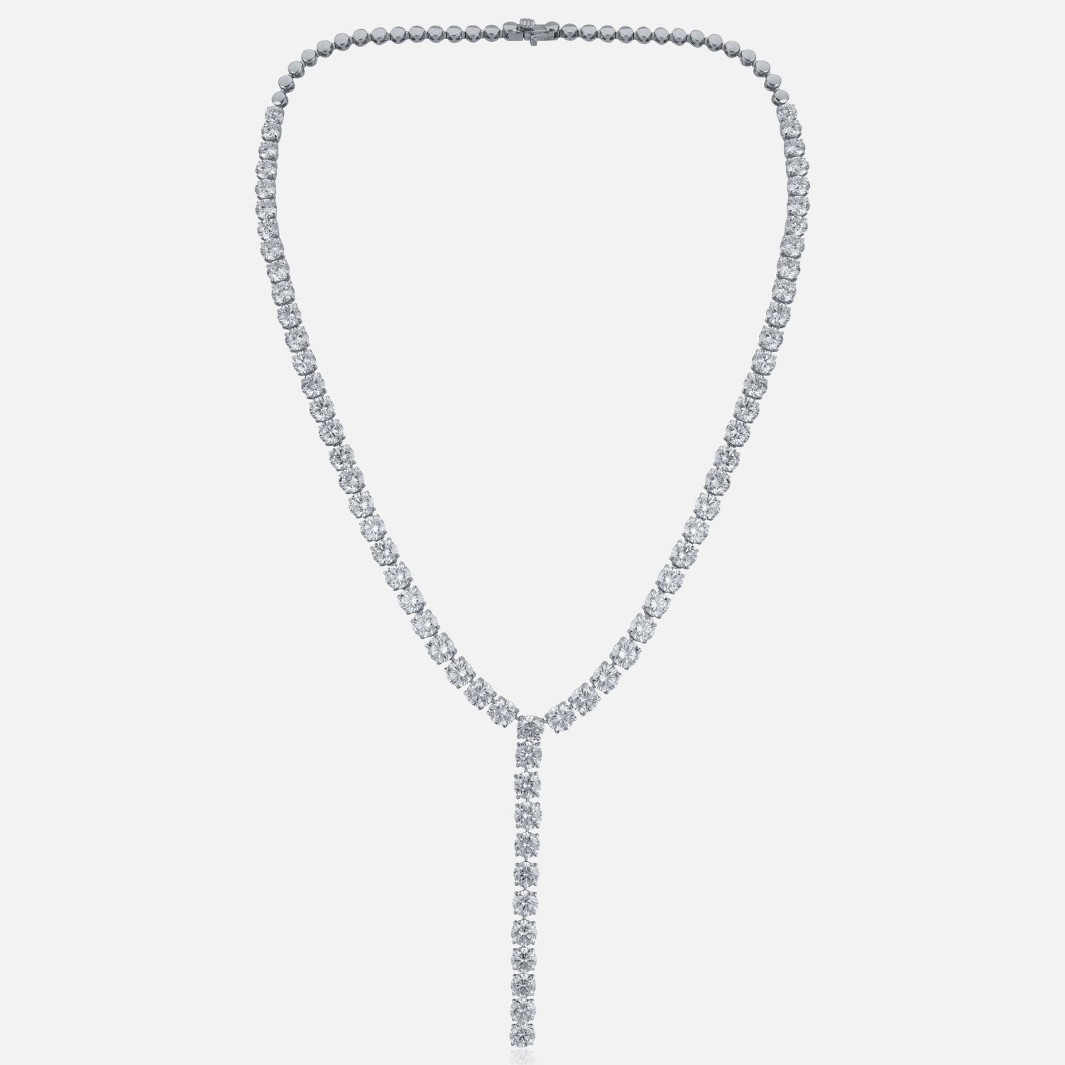 Lab Grown 38.53 Carat Round Brilliant Diamond Y Necklace in 18 Karat White Gold | SKU : 0005099764