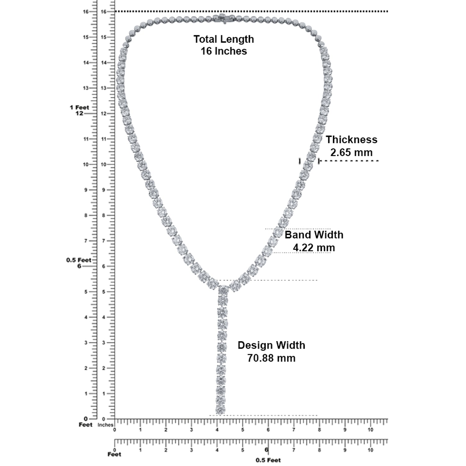 Lab Grown 38.53 Carat Round Brilliant Diamond Y Necklace in 18 Karat White Gold | SKU : 0005099764