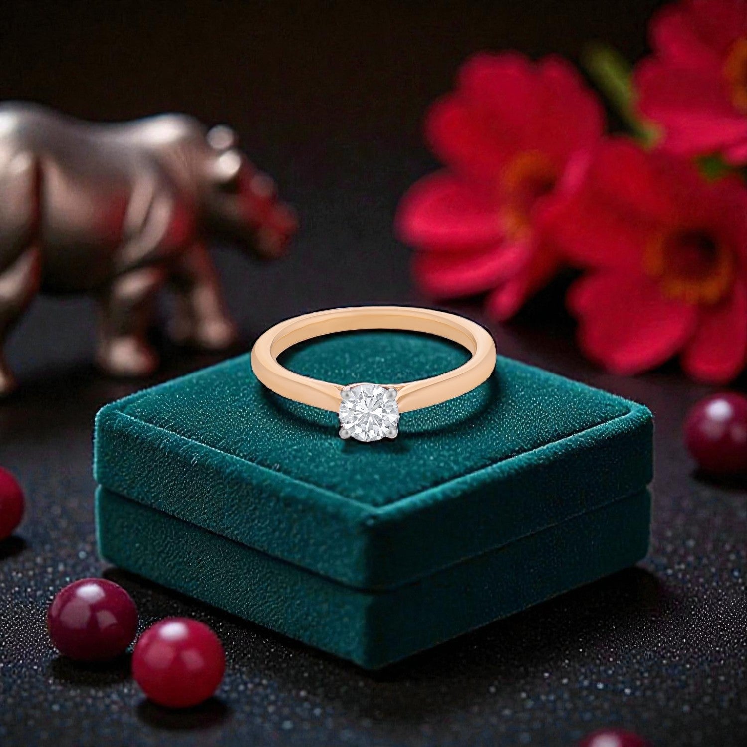 Lab Grown 0.50 Carat Round Brilliant Diamond Solitaire Ring in 18 Karat Yellow Gold | SKU : 0005103898