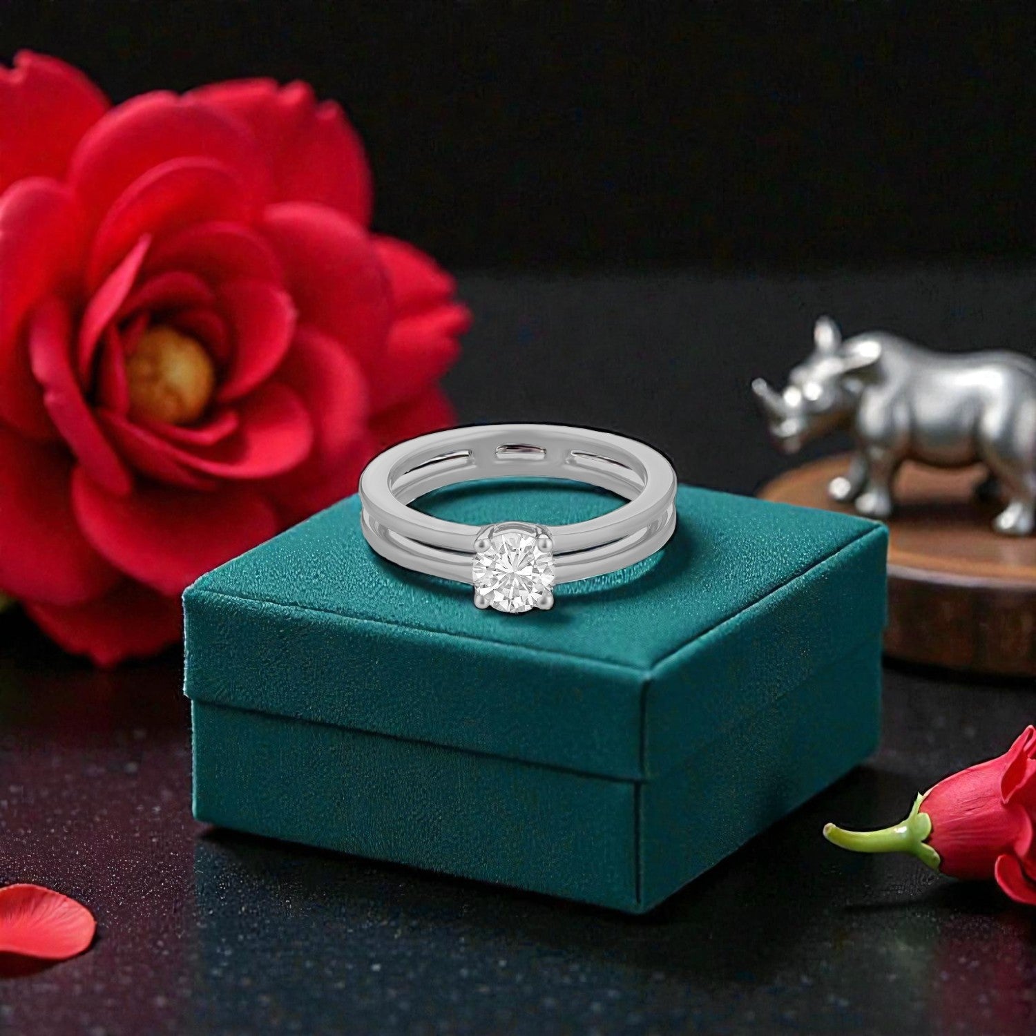 Lab Grown 0.530 Carat Round Cut Solitaire Ring in 18 Karat White Gold | SKU : 0005105298