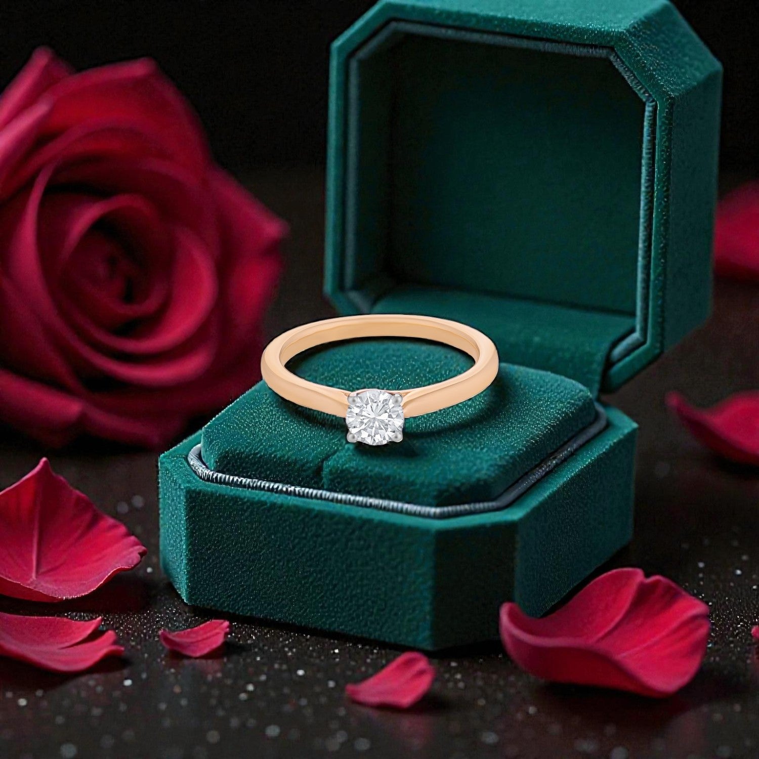 Lab Grown 0.54 Carat Round Brilliant Diamond Solitaire Ring in 18 Karat Rose Gold | SKU : 0005105311
