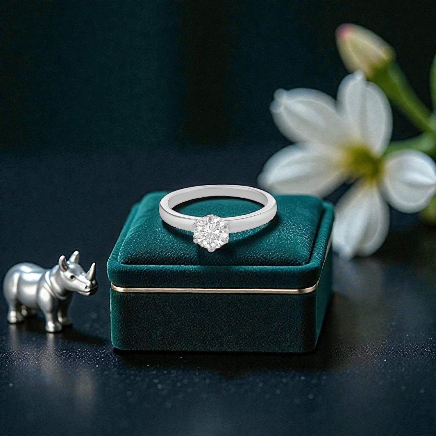 Lab Grown 0.71 Carat Round Brilliant Diamond Solitaire Ring in 18 Karat White Gold | SKU : 0005109159