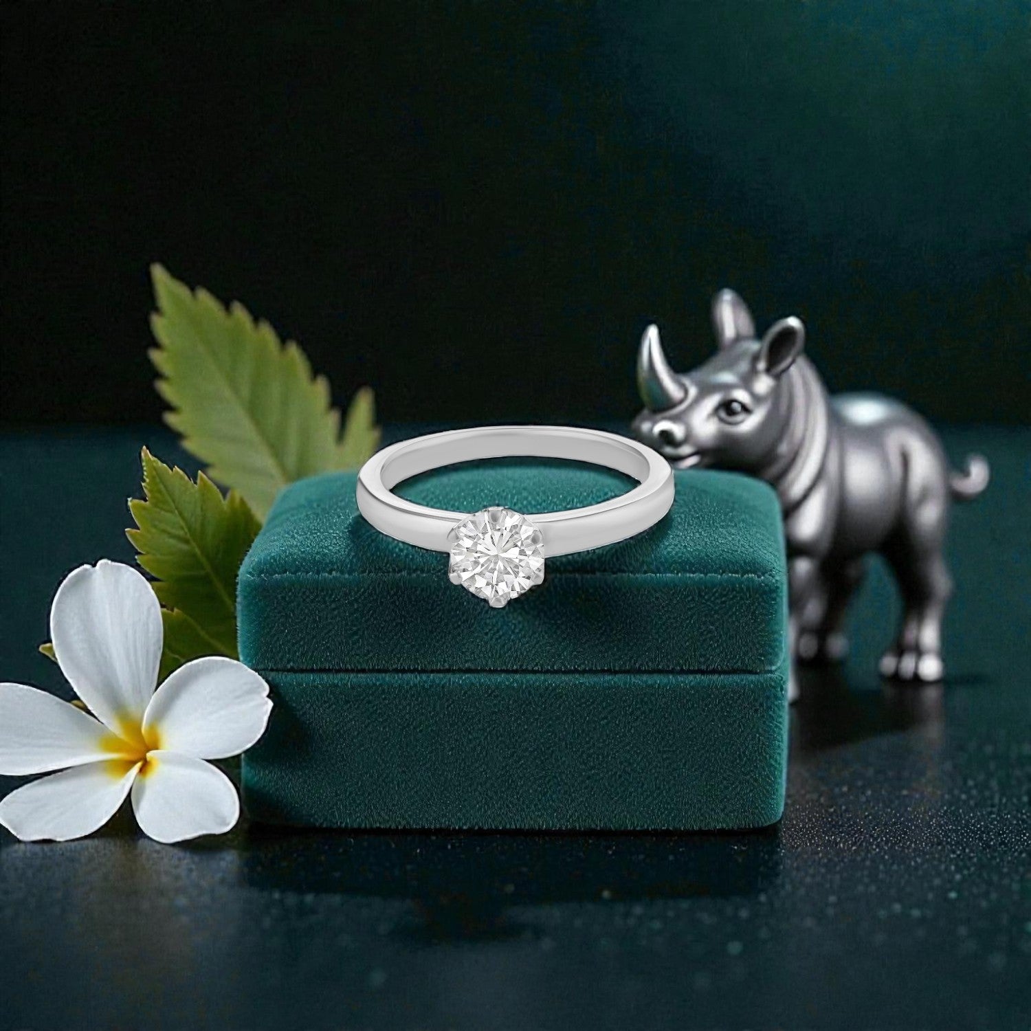 Lab Grown 0.71 Carat Round Brilliant Diamond Solitaire Ring in 18 Karat White Gold | SKU : 0005109173