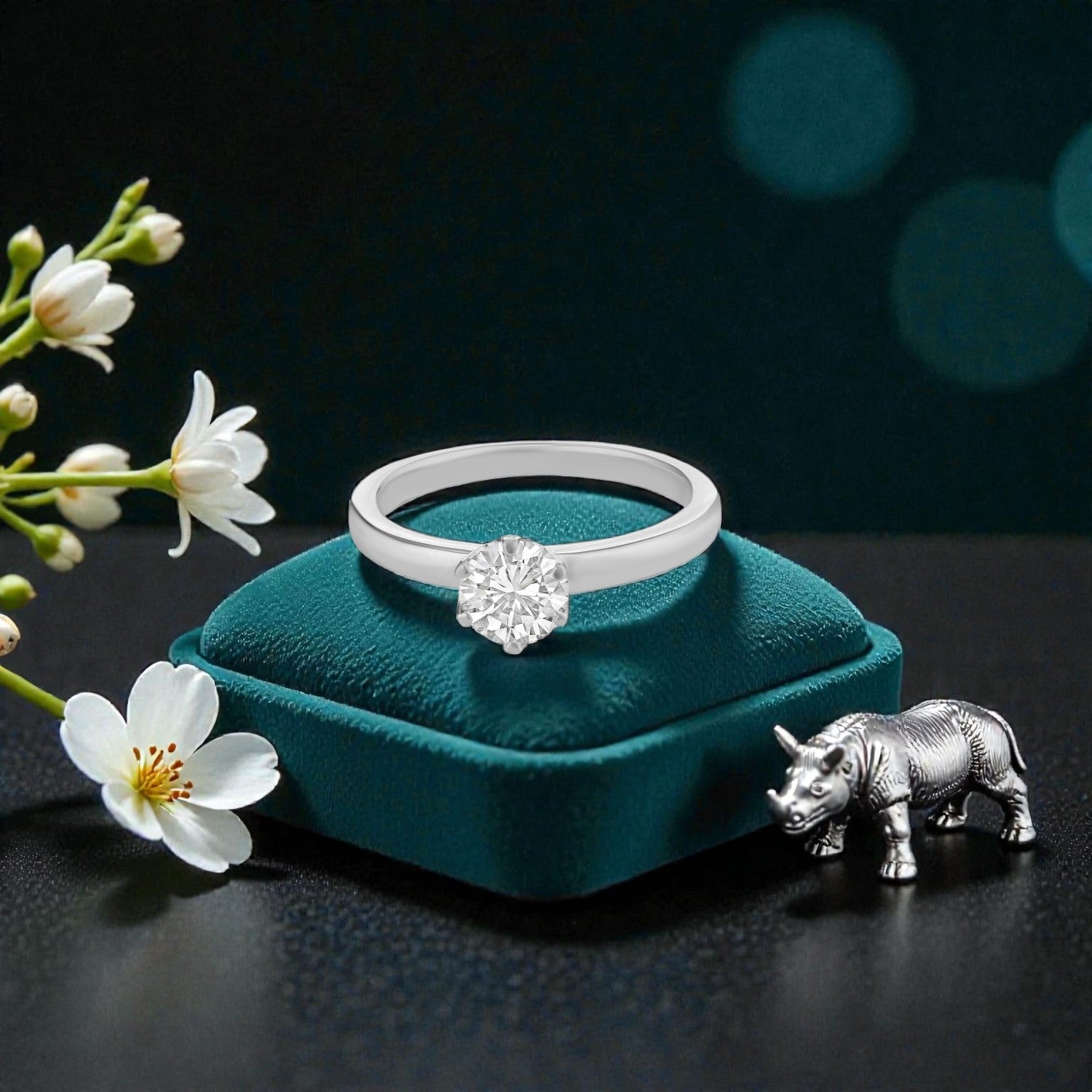 Lab Grown 0.71 Carat Round Brilliant Diamond Solitaire Ring in 18 Karat White Gold | SKU : 0005109180
