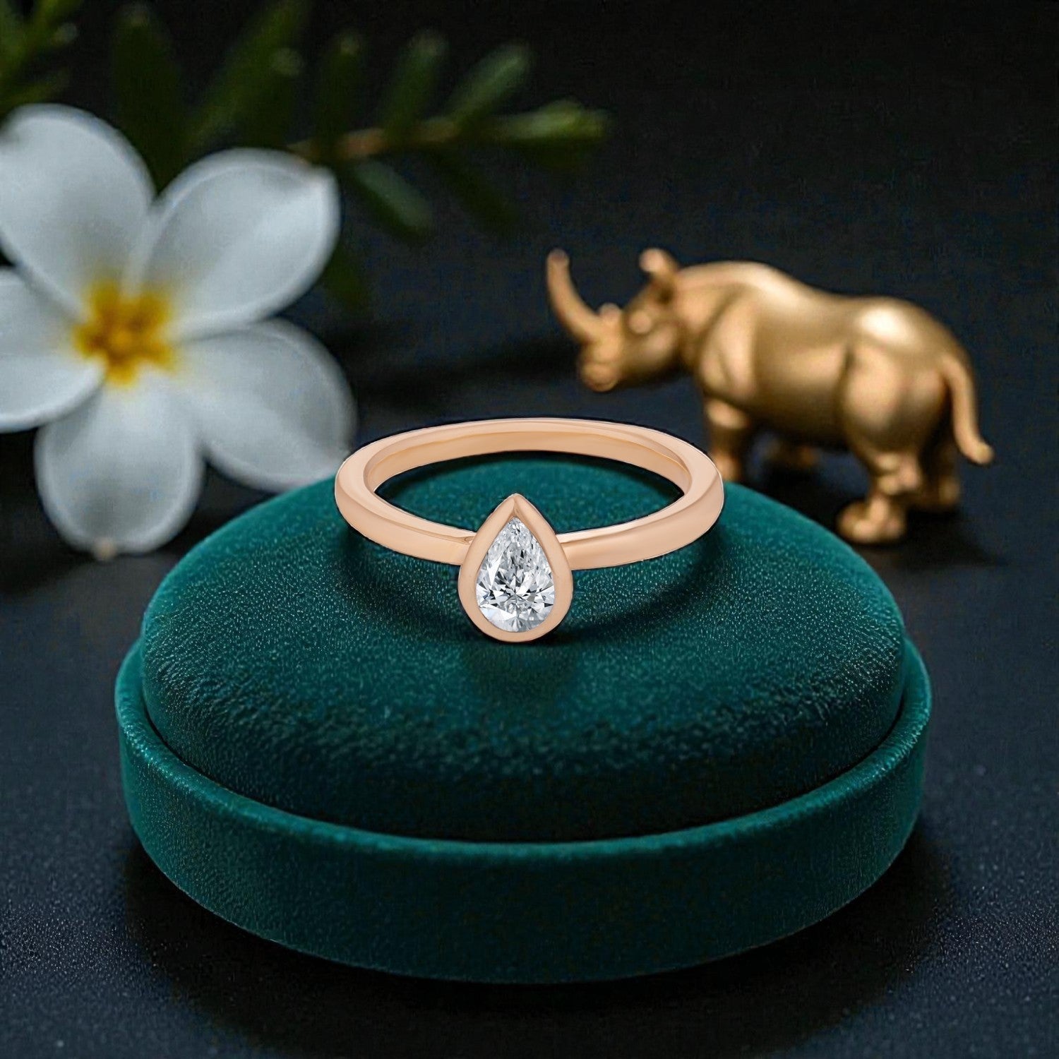 Lab Grown 0.320 Carat Pear Cut Diamond Solitaire Ring in 18 Karat Yellow Gold | SKU : 0005109210