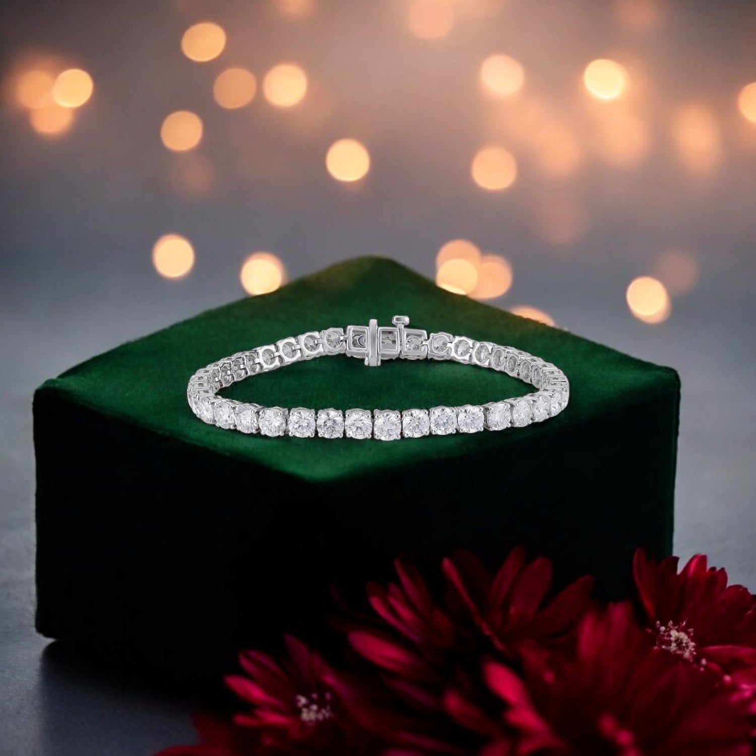 Round Brilliant Lab Grown 10.85 Carat Diamond Tennis Bracelet in 18 Karat Gold | SKU : 0005113309