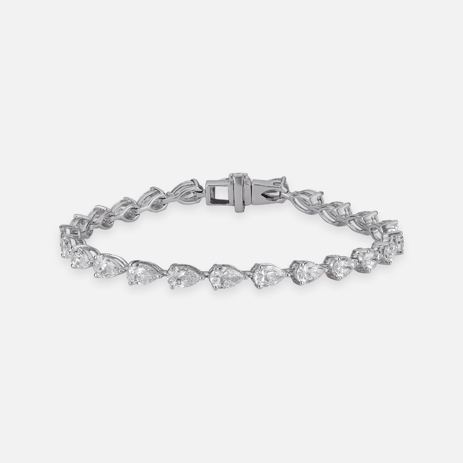 Pear Cut Lab Grown 6.75 Carat Diamond Tennis Bracelet in 18 Karat Gold SKU : 0005113323