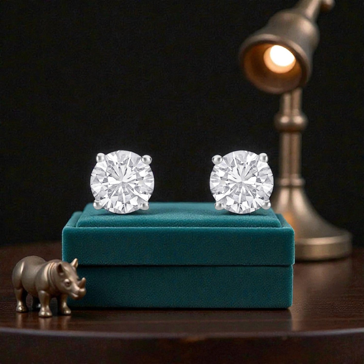 Lab Grown 2.04 Carat Round Brilliant Diamond Stud Earrings in White Gold | SKU : 0005113392