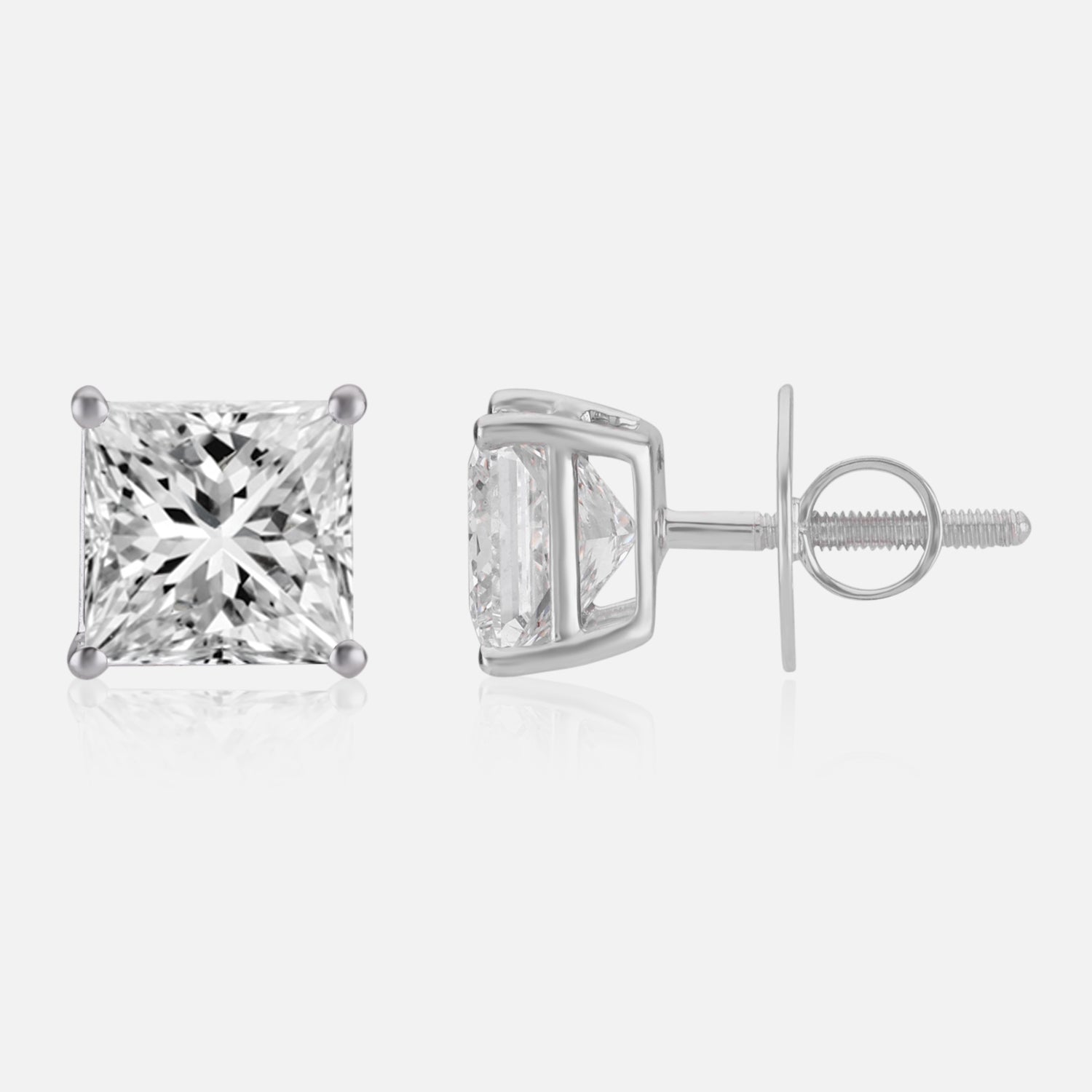 Lab Grown 4.08 Carat Pear Cut Diamond Stud Earrings in 18 Karat White Gold | SKU : 0005124800