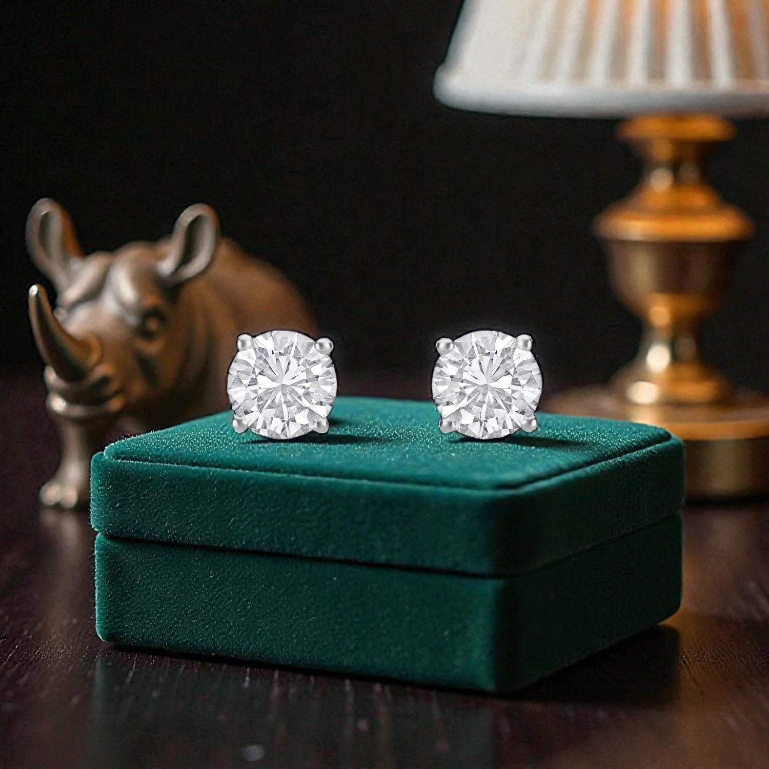Lab Grown 2.07 Carat Round Brilliant Diamond Stud Earrings in 18 Karat White Gold | SKU : 0005124893