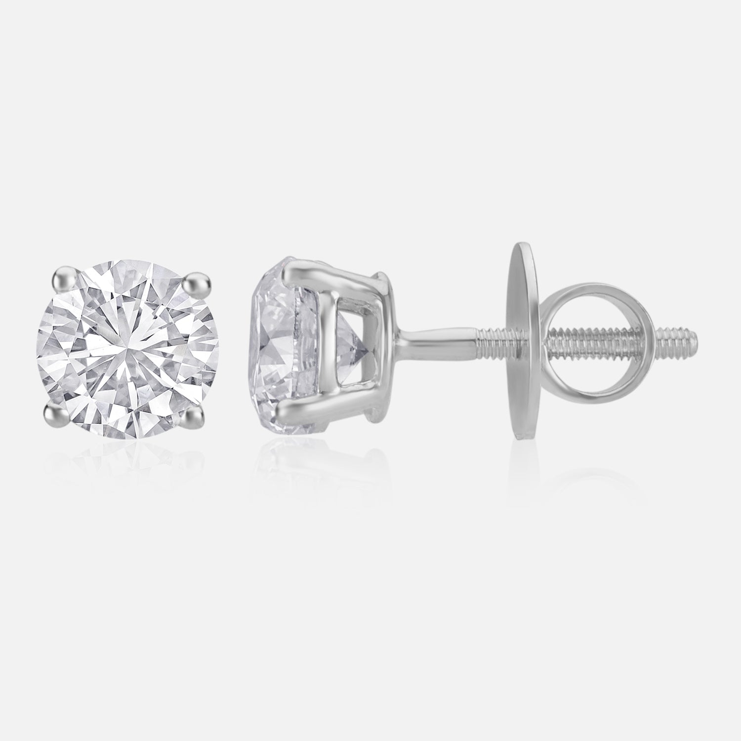 Lab Grown 2.07 Carat Round Brilliant Diamond Stud Earrings in 18 Karat White Gold | SKU : 0005124893