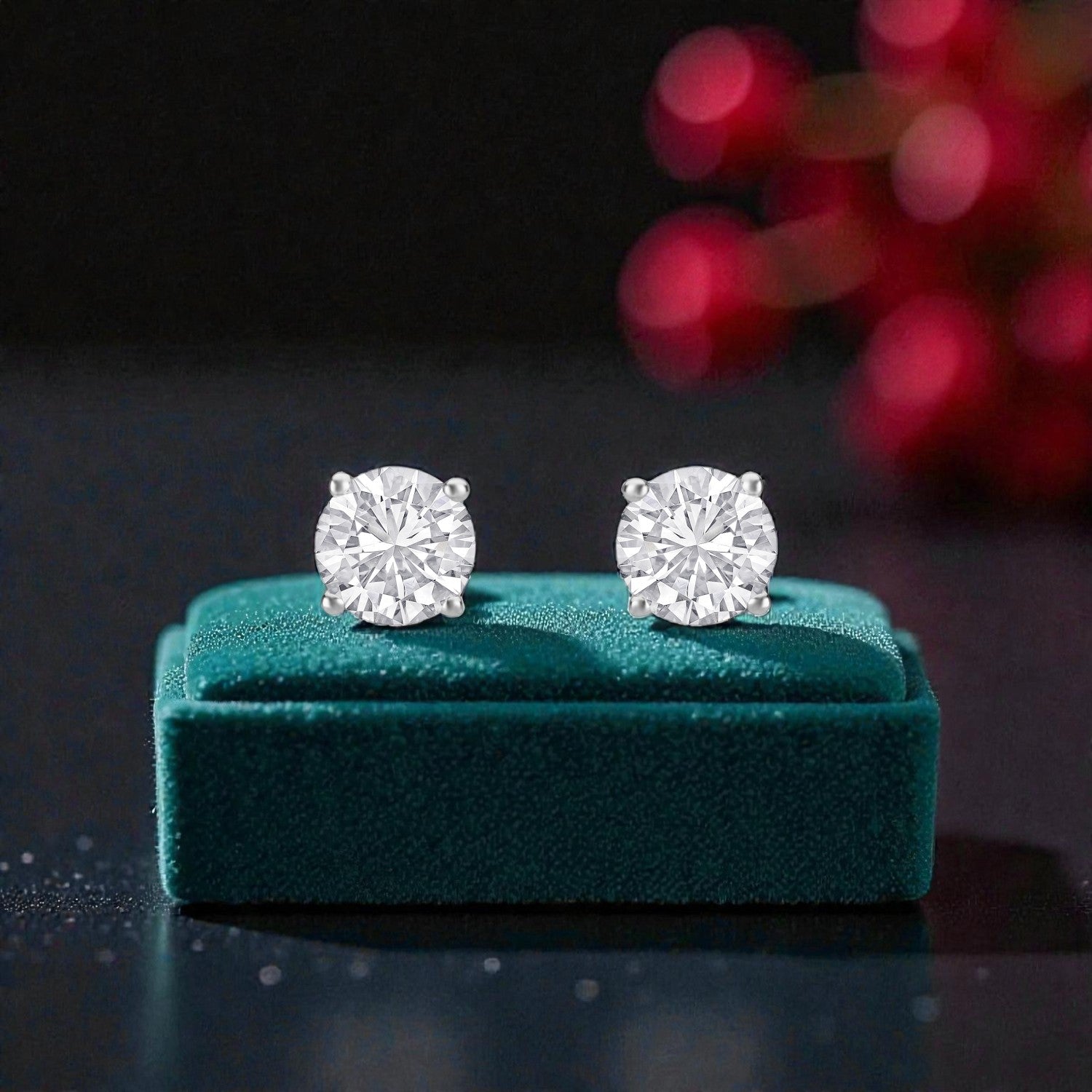 Lab Grown 2.06 Carat Round Brilliant Diamond Stud Earrings in 18 Karat White Gold | SKU : 0005124916