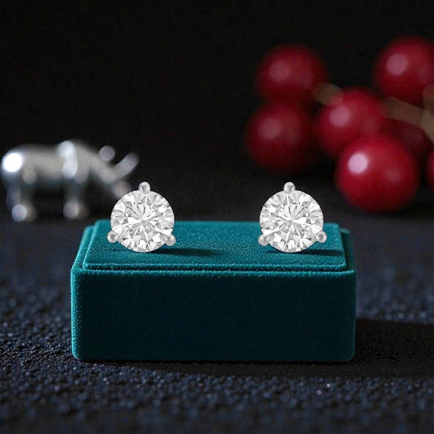 Lab Grown 2.08 Carat Round Brilliant Diamond Stud Earrings in 18 Karat White Gold | SKU : 0005131549