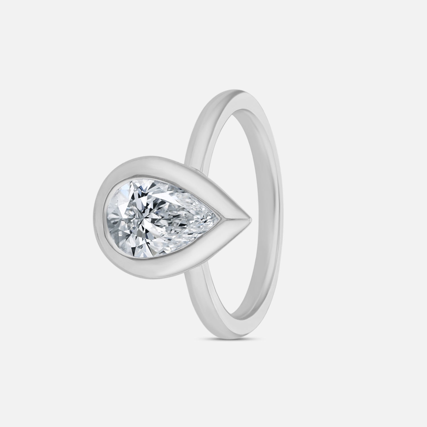 Lab Grown 1.540 Carat Pear Cut Diamond Solitaire Ring in 18 Karat White Gold | SKU : 0005131570