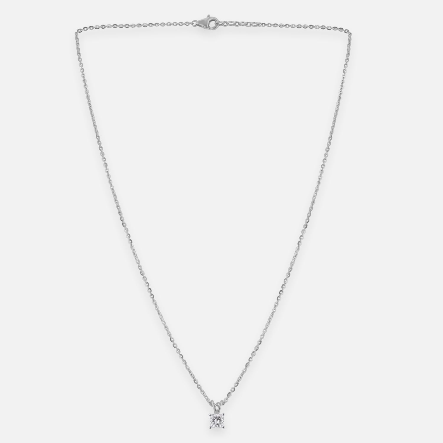 Lab Grown 1.06 Carat Princess Cut Diamond Solitaire Chain Pendant in 18 Karat Gold | SKU : 0005131600