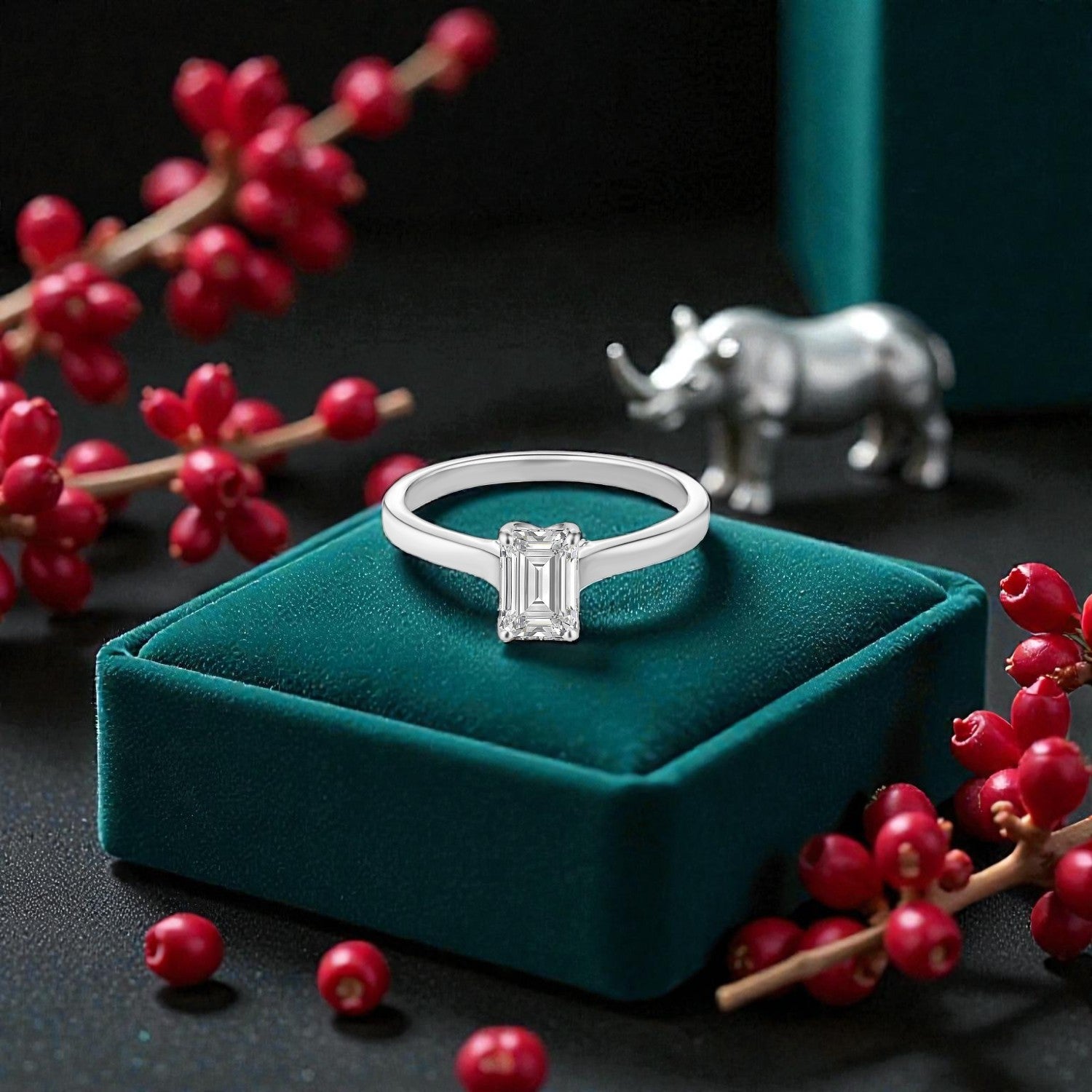 Lab Grown 1.070 Carat Emerald Cut Diamond Solitaire Ring in 18 Karat Gold | SKU : 0005133222