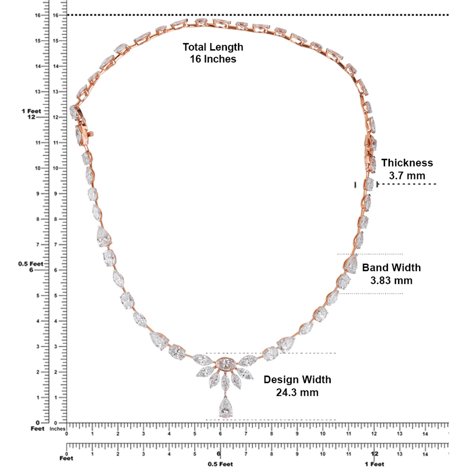 Lab Grown 24.10 Carat Marquise & Oval Diamond Necklace in 18 Karat Rose Gold | SKU : 0005134076