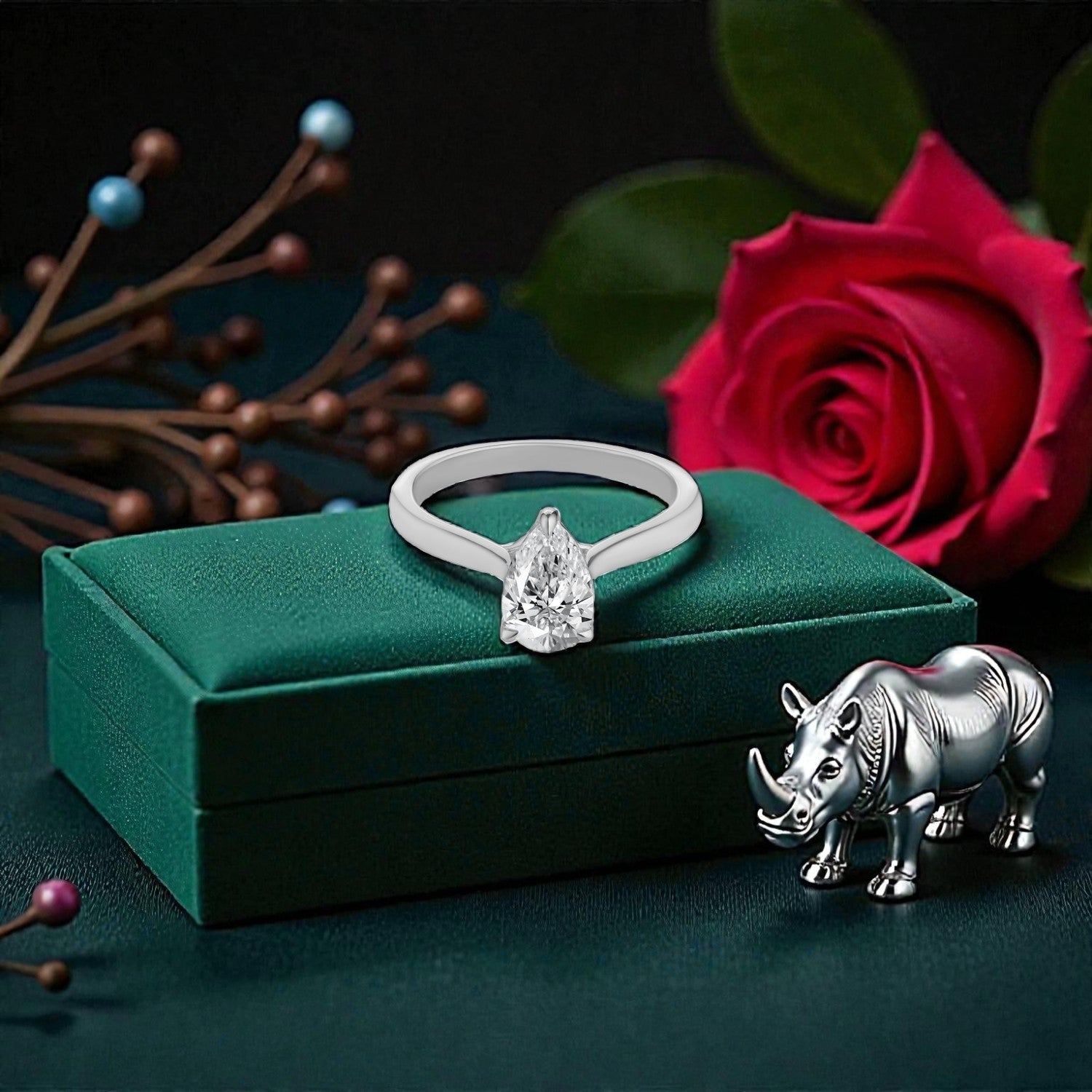 Lab Grown 1.10 Carat Pear Cut Diamond Solitaire Ring in 18 Karat Gold | SKU : 0005135196