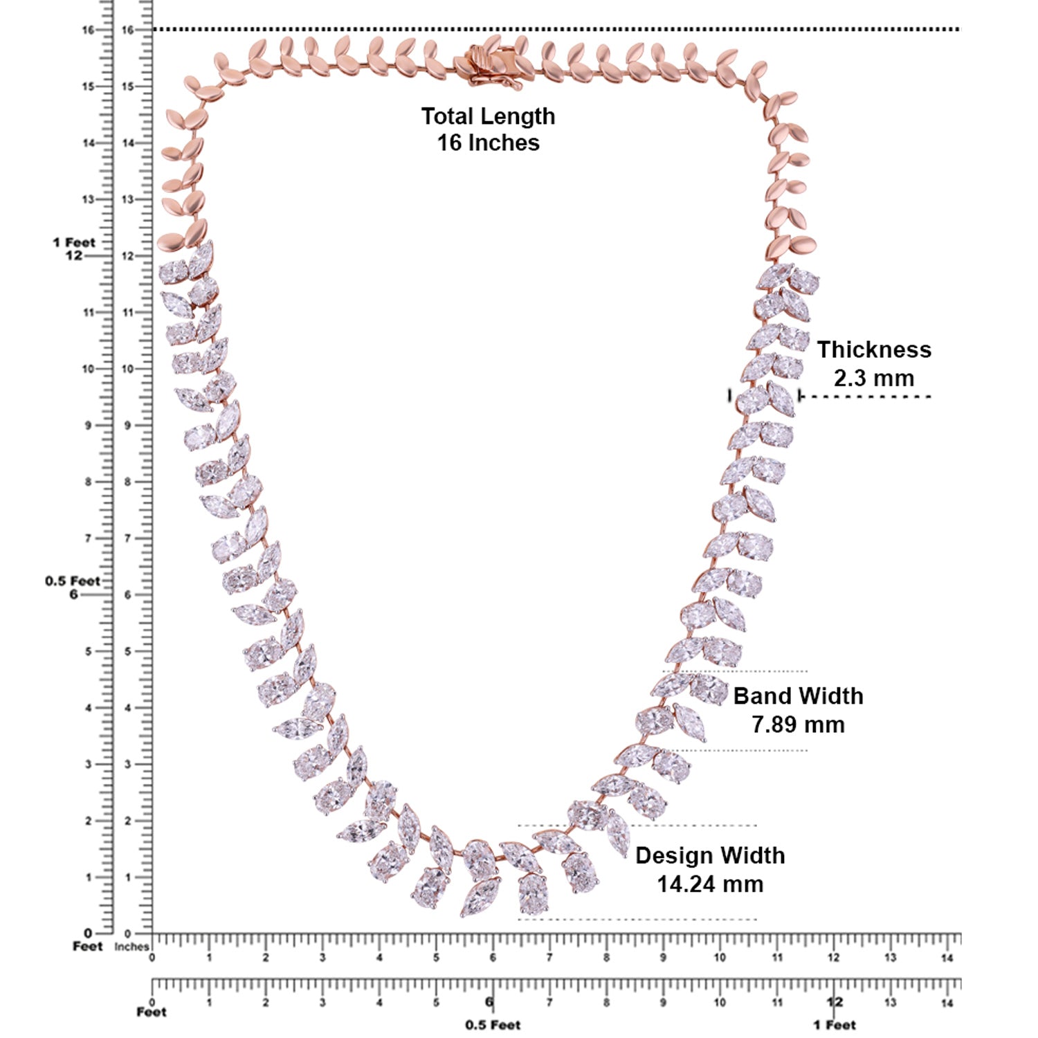 Lab Grown 36.43 Carat Marquise & Oval Diamond Necklace in 18 Karat Rose Gold | SKU : 0005140299