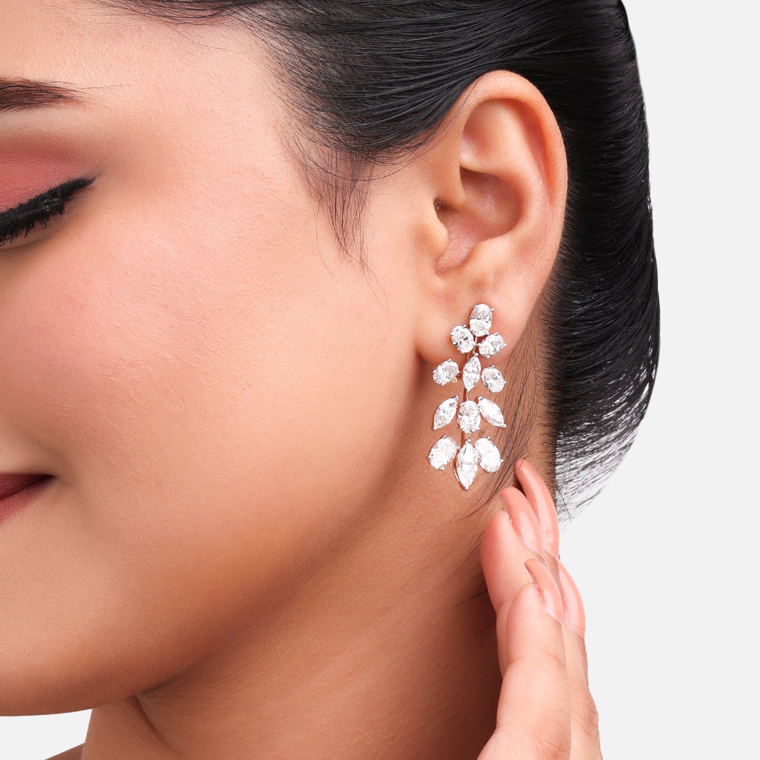 Lab Grown 11.09 Carat Floral Diamond Drop Earrings in 18 Karat Rose Gold | SKU : 0005140305