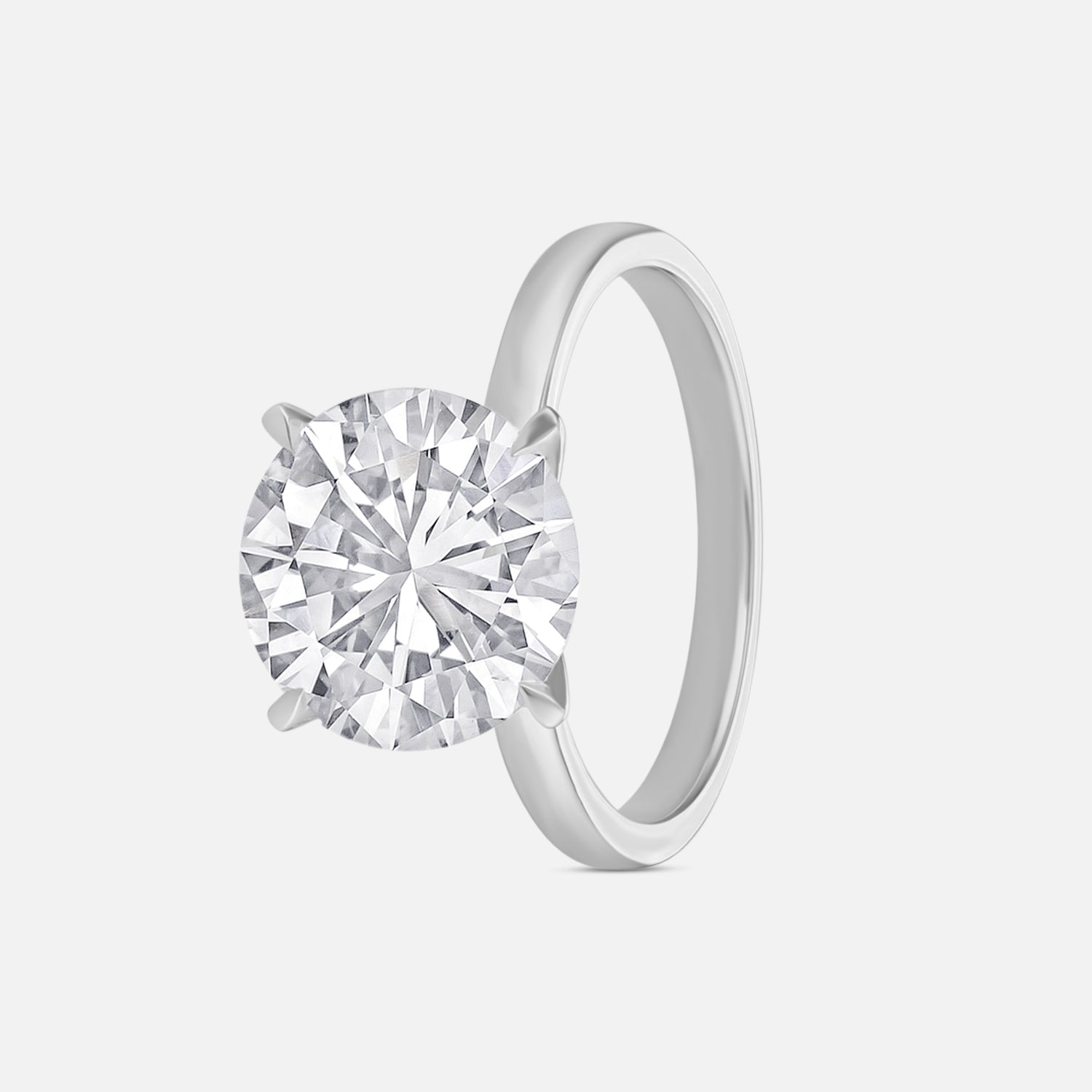 Lab Grown 5.020 Carat Round Brilliant Diamond Solitaire Ring in 18 Karat White Gold | SKU : 0005142750
