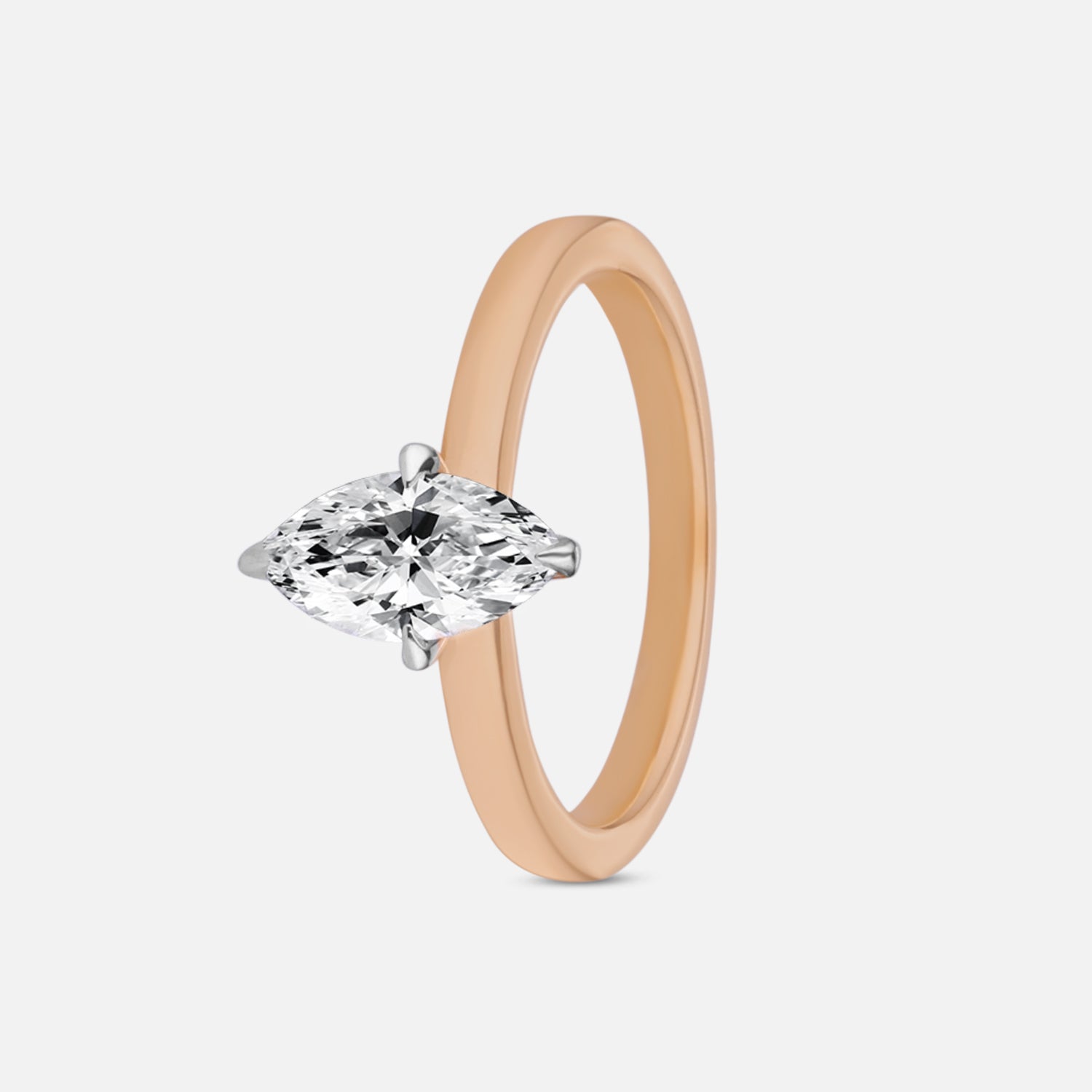 Lab Grown 1.000 Carat Marquise Cut Diamond Solitaire Ring in 18 Karat Rose Gold | SKU : 0005142781