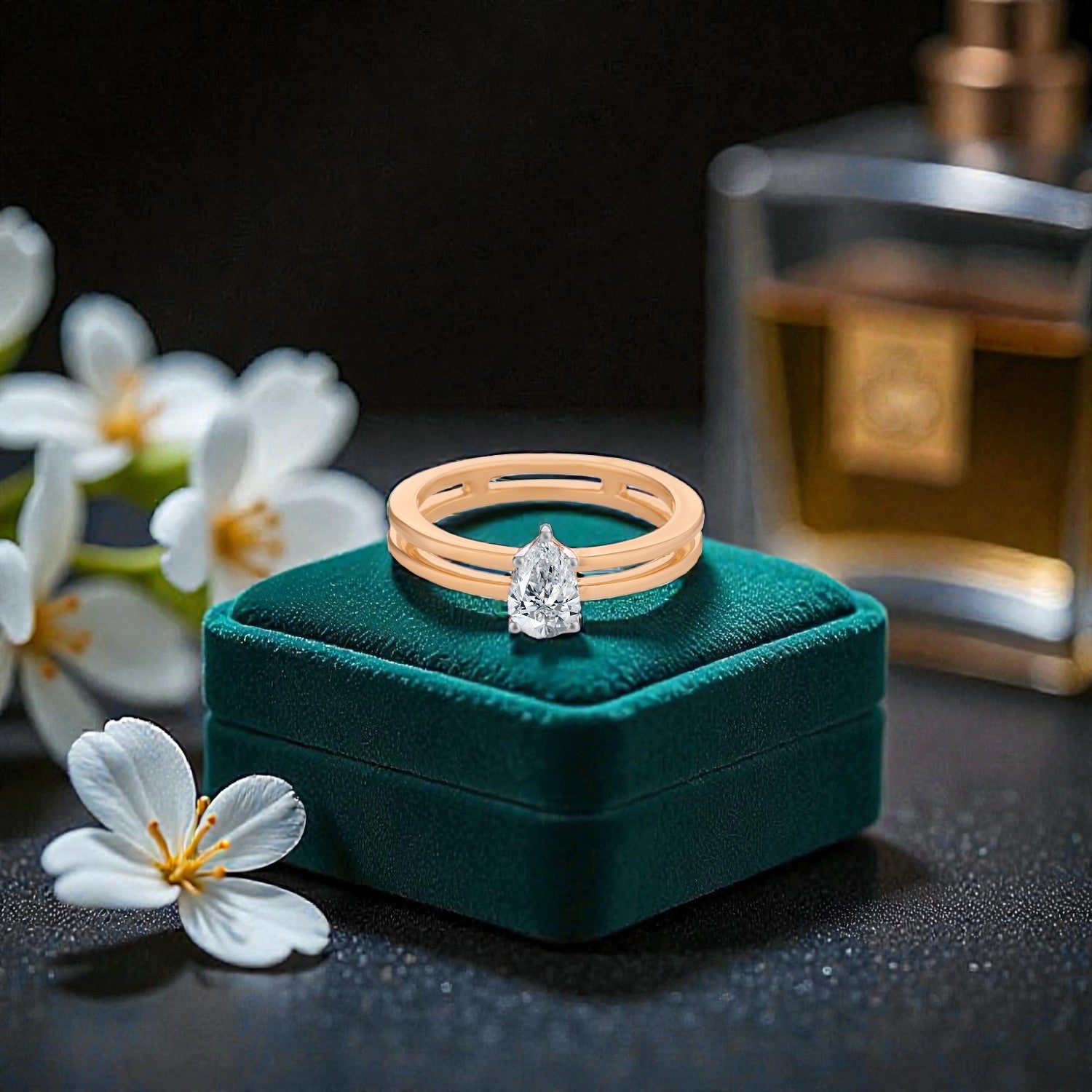 Lab Grown 0.580 Carat Pear Cut Diamond Solitaire Ring in 18 Karat Yellow Gold | SKU : 0005145867