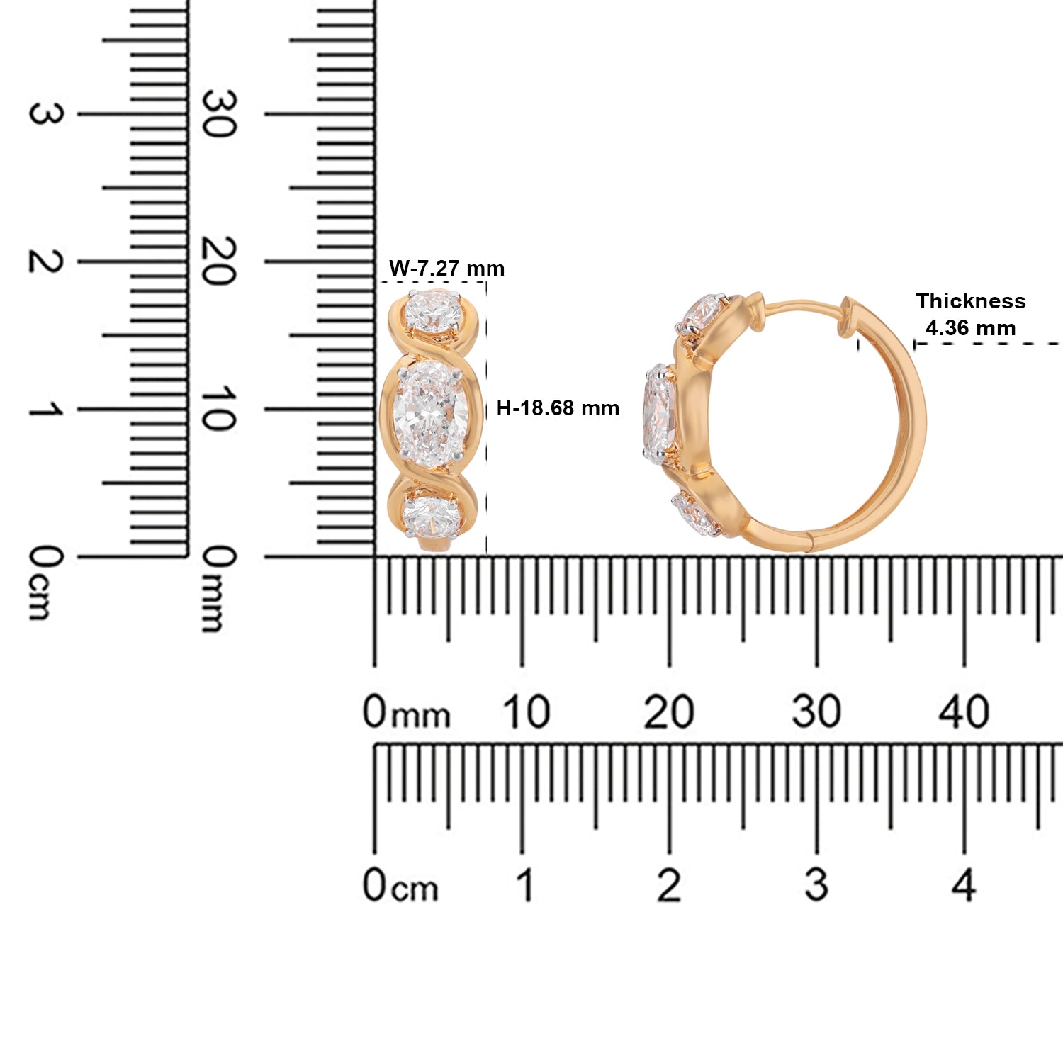 Lab Grown 2.04 Carat Oval & Round Diamond Huggie Earrings in 18 Karat Yellow Gold | SKU : 0005150137