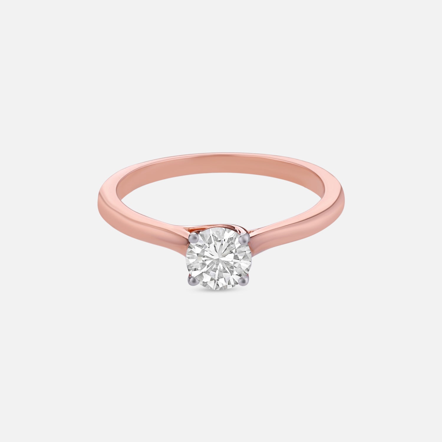 Lab Grown 1.010 Carat Round Brilliant Diamond Solitaire Ring in 18 Karat Rose Gold | SKU : 0005150168