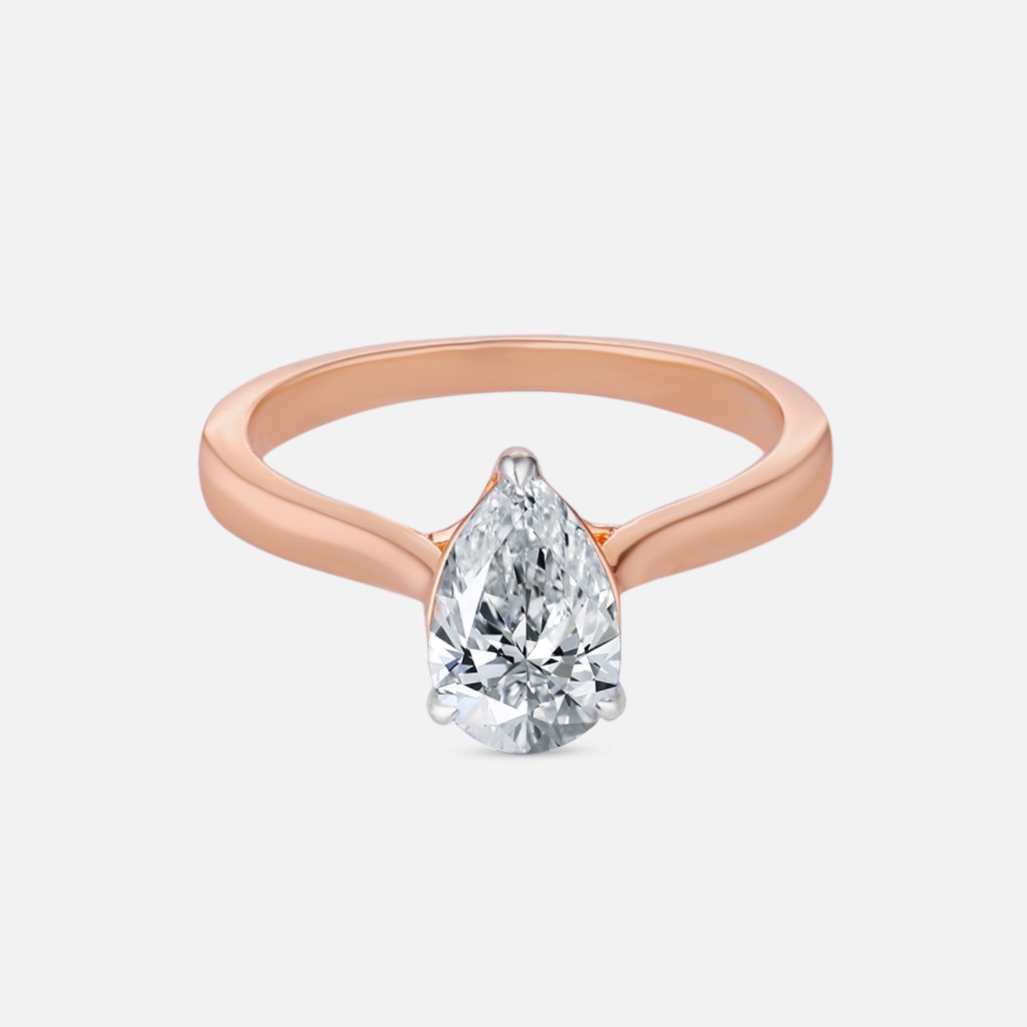 Lab Grown 1.100 Carat Pear Cut Diamond Ring in 18 Karat Rose Gold | SKU : 0005150175