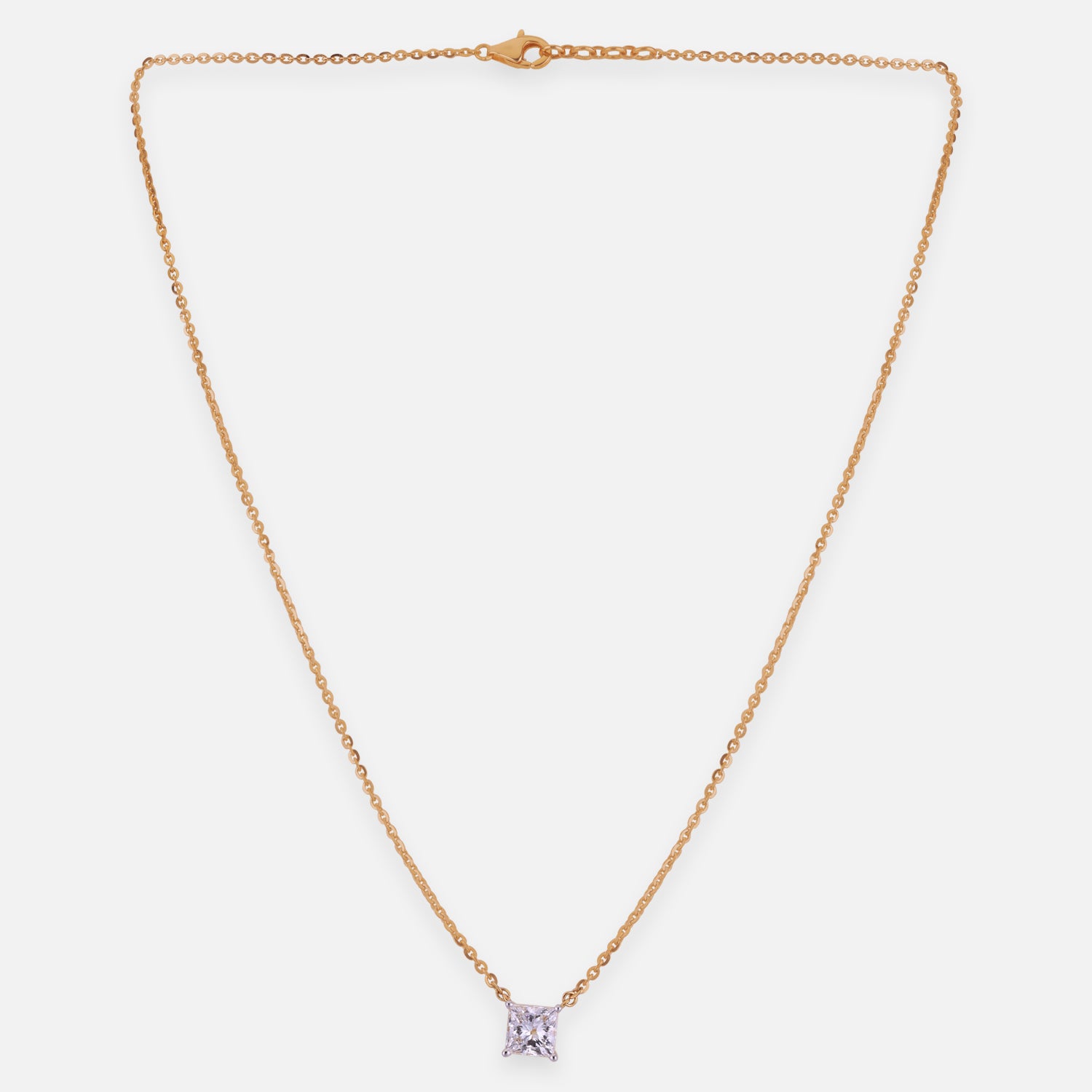 Lab Grown 1.06 Carat Princess Cut Diamond Solitaire Chain Pendant in 18 Karat Gold | SKU : 0005154418