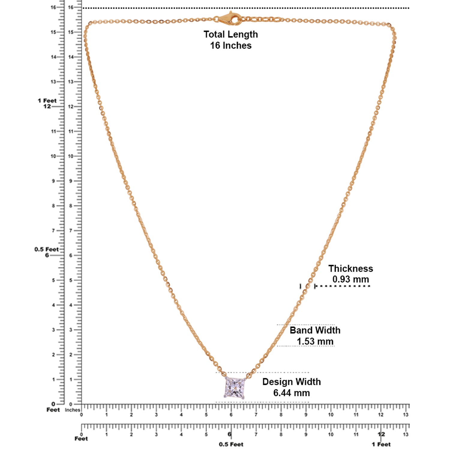 Lab Grown 1.06 Carat Princess Cut Diamond Solitaire Chain Pendant in 18 Karat Gold | SKU : 0005154418