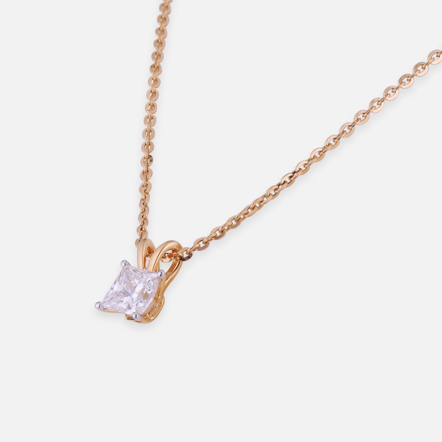 Lab Grown 1.06 Carat Princess Cut Diamond Solitaire Chain Pendant in 18 Karat Gold | SKU : 0005154425