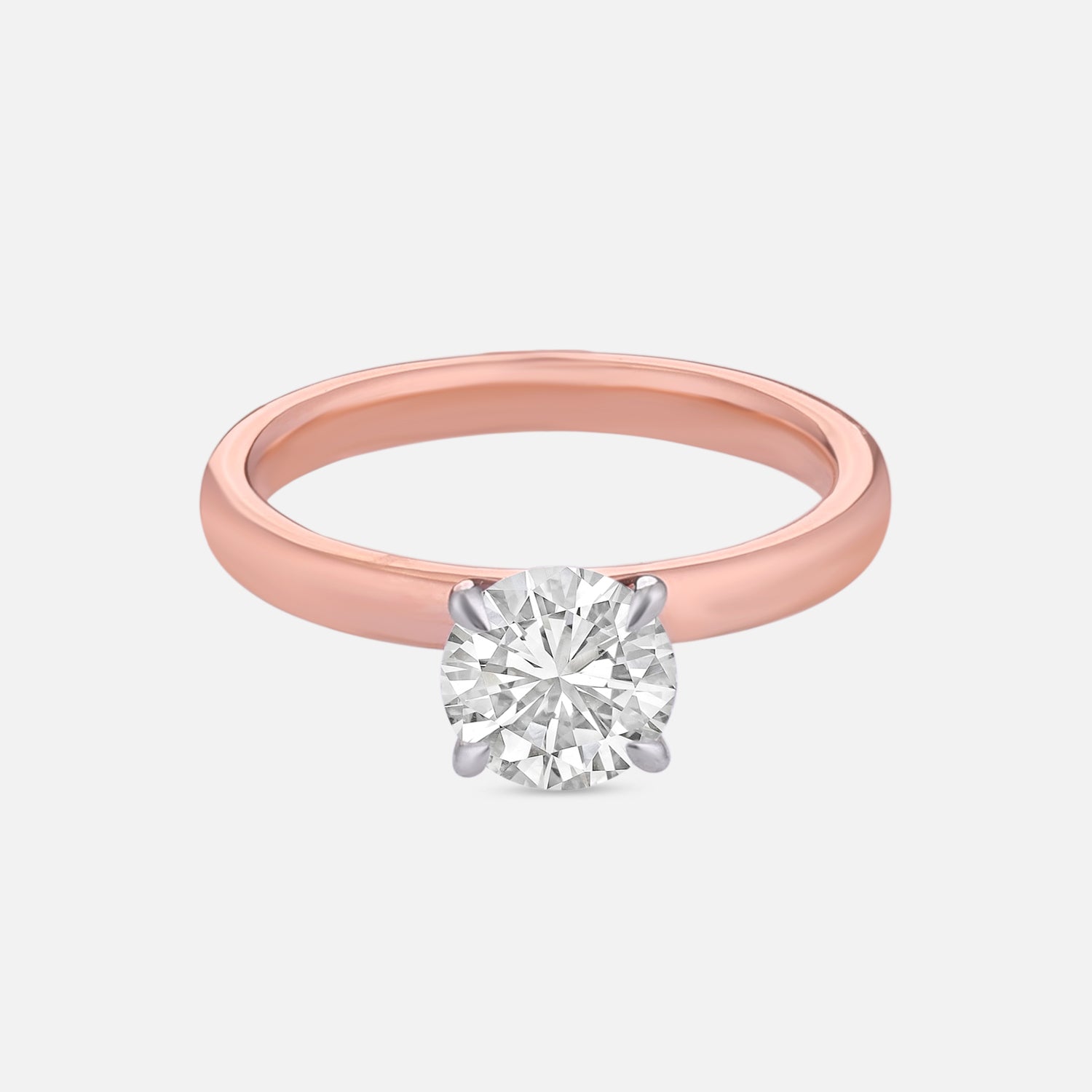 Lab Grown 1.030 Carat Round Cut Diamond Ring in 18 Karat Rose Gold | SKU : 0005155347