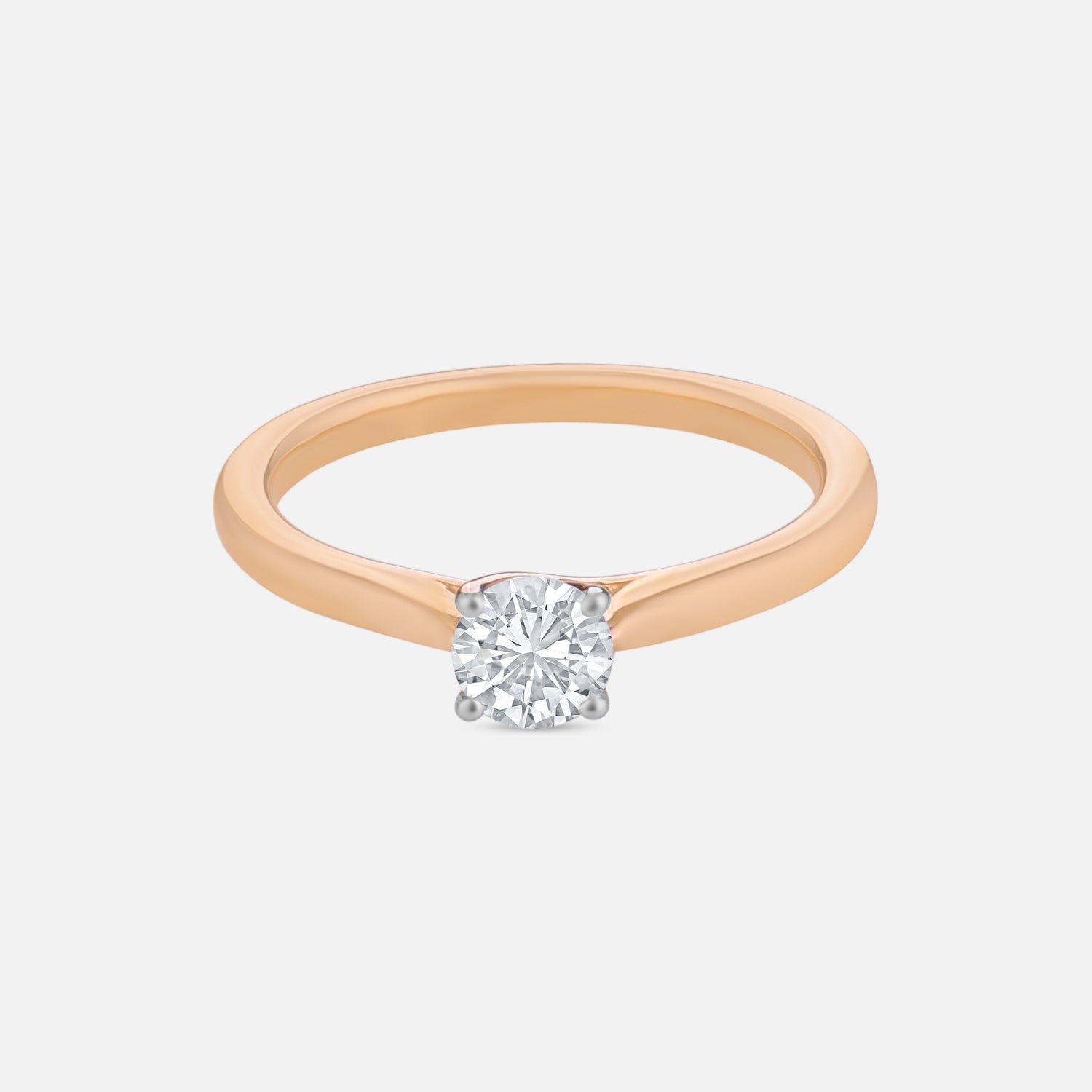 Lab Grown 0.540 Carat Round Cut Diamond Ring in 18 Karat Yellow Gold | SKU : 0005155392