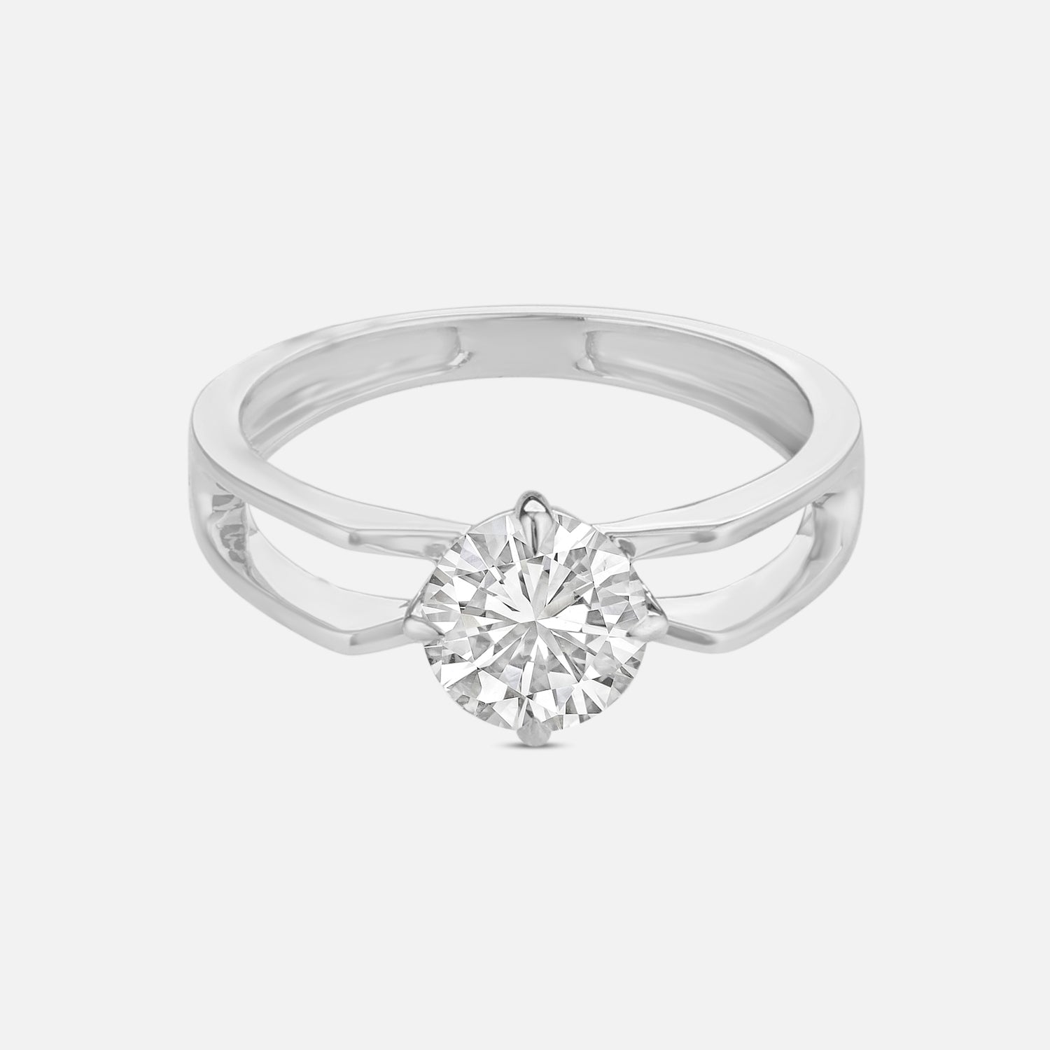Lab Grown 1.030 Carat Round Cut Diamond Ring in 18 Karat White Gold | SKU : 0005155439