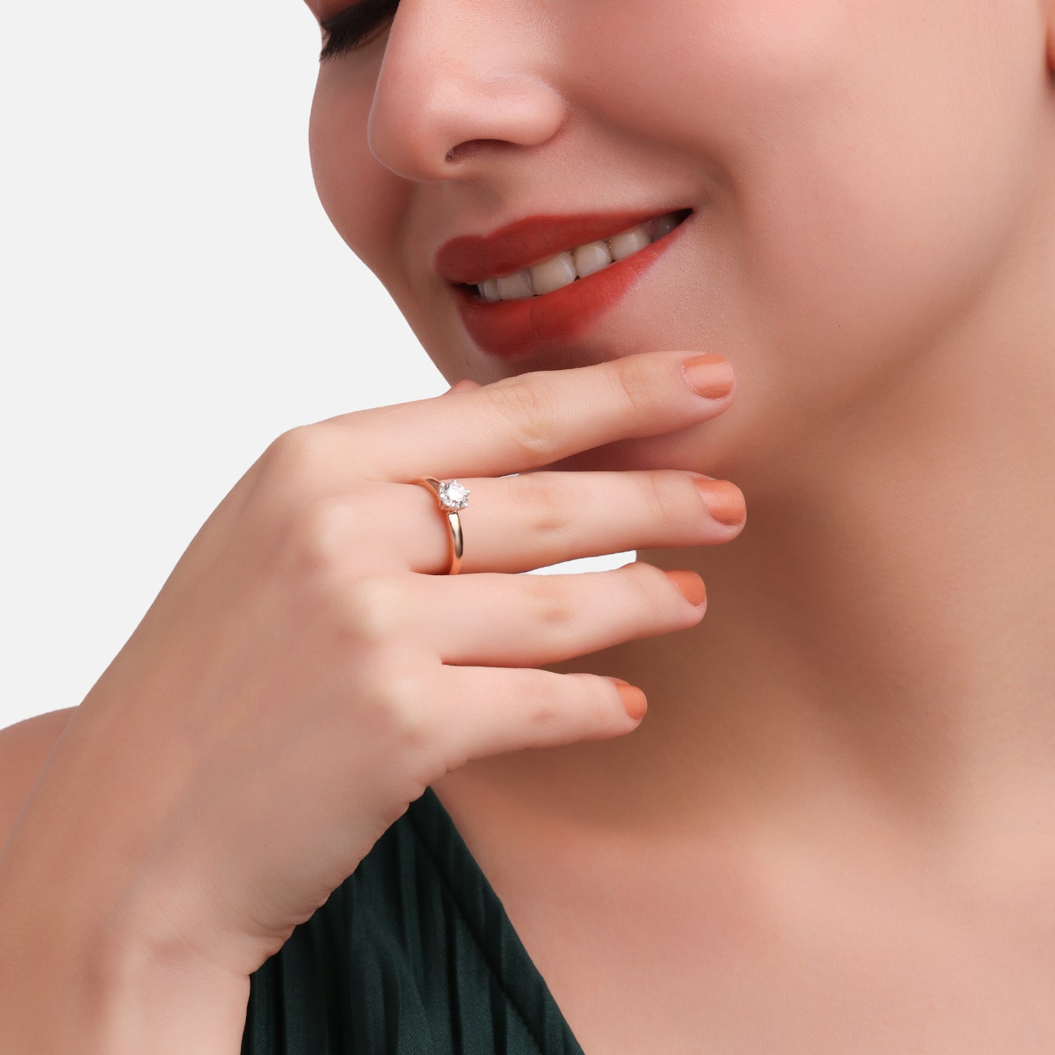 Lab Grown 0.730 Carat Round Cut Diamond Ring in 18 Karat Rose Gold | SKU : 0005159741