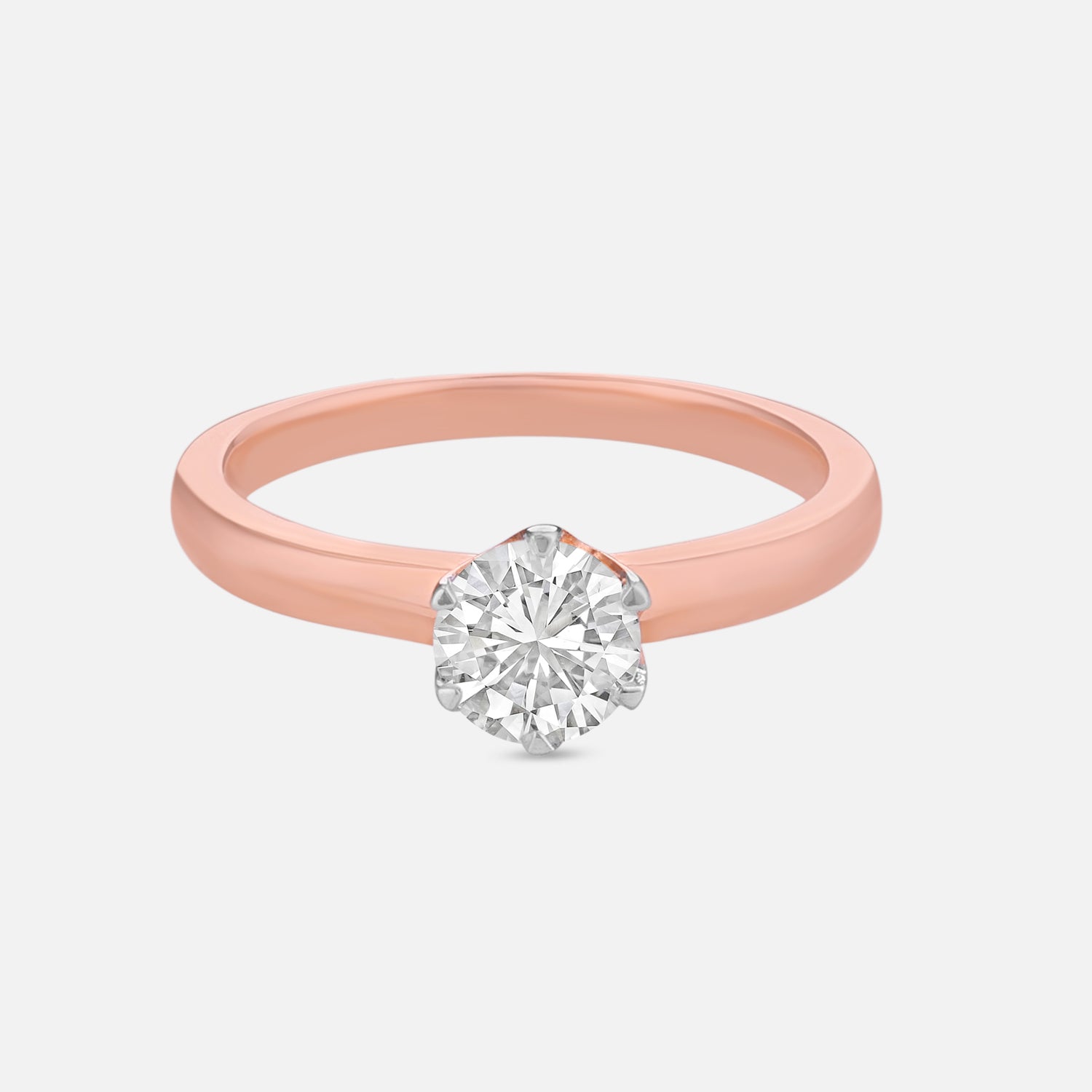 Lab Grown 0.730 Carat Round Cut Diamond Ring in 18 Karat Rose Gold | SKU : 0005159765