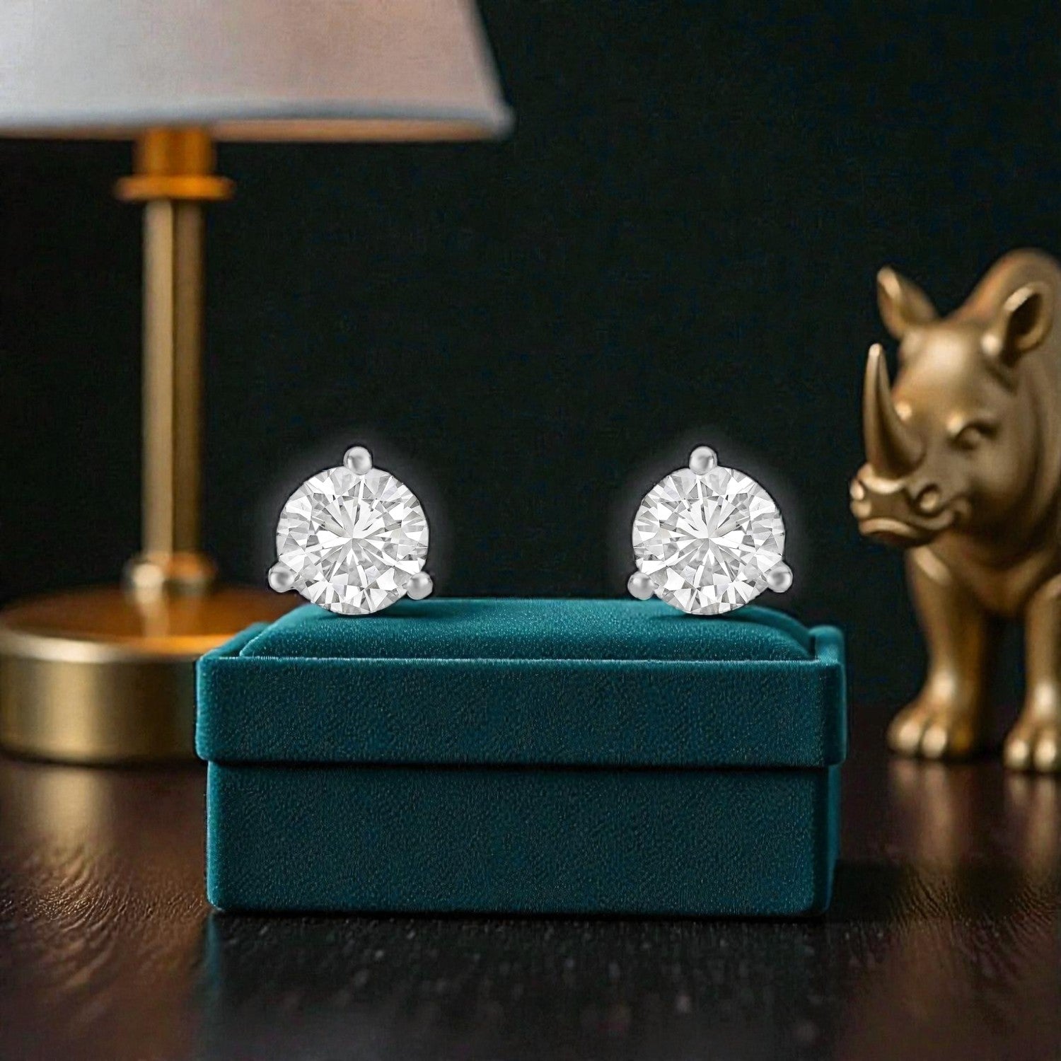 Lab Grown 2.08 Carat Round Brilliant Diamond Stud Earrings in 18 Karat Rose Gold | SKU : 0005160464