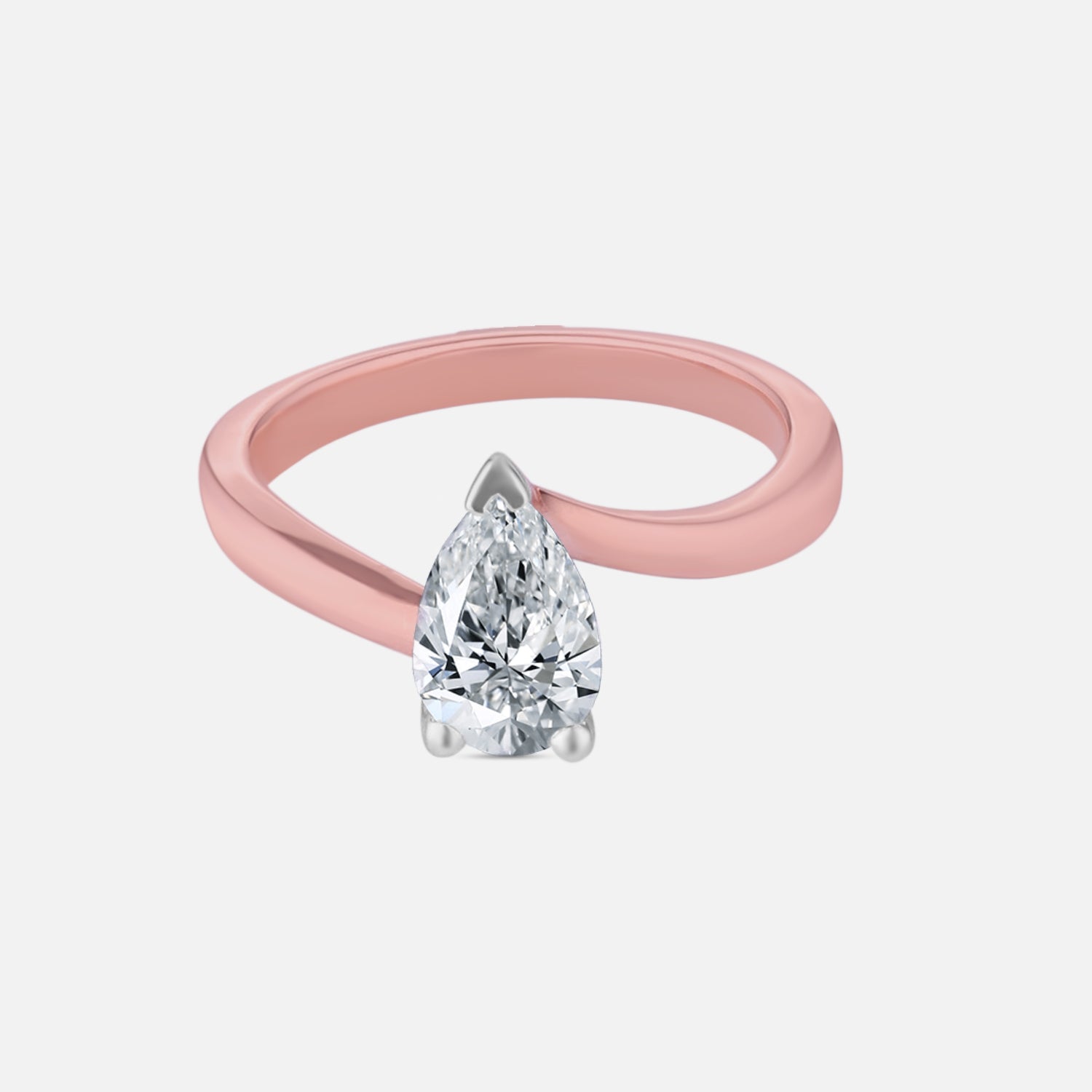 Lab Grown 1.070 Carat Pear Cut Diamond Ring in 18 Karat Rose Gold | SKU : 0005167661