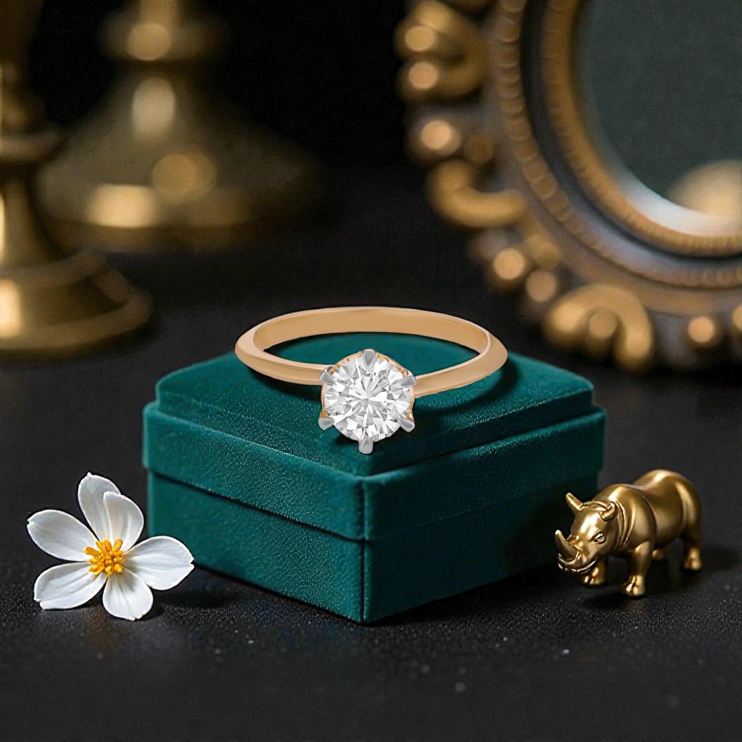 Lab Grown 0.880 Carat Round Brilliant Diamond Ring in 18 Karat Yellow Gold | SKU : 0005167692