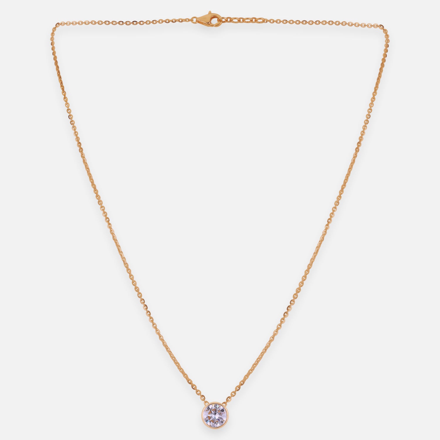 Lab Grown 2.020 Carat Round Brilliant Diamond Bezel Set Chain Pendant in 18 Karat Gold | SKU : 0005171033