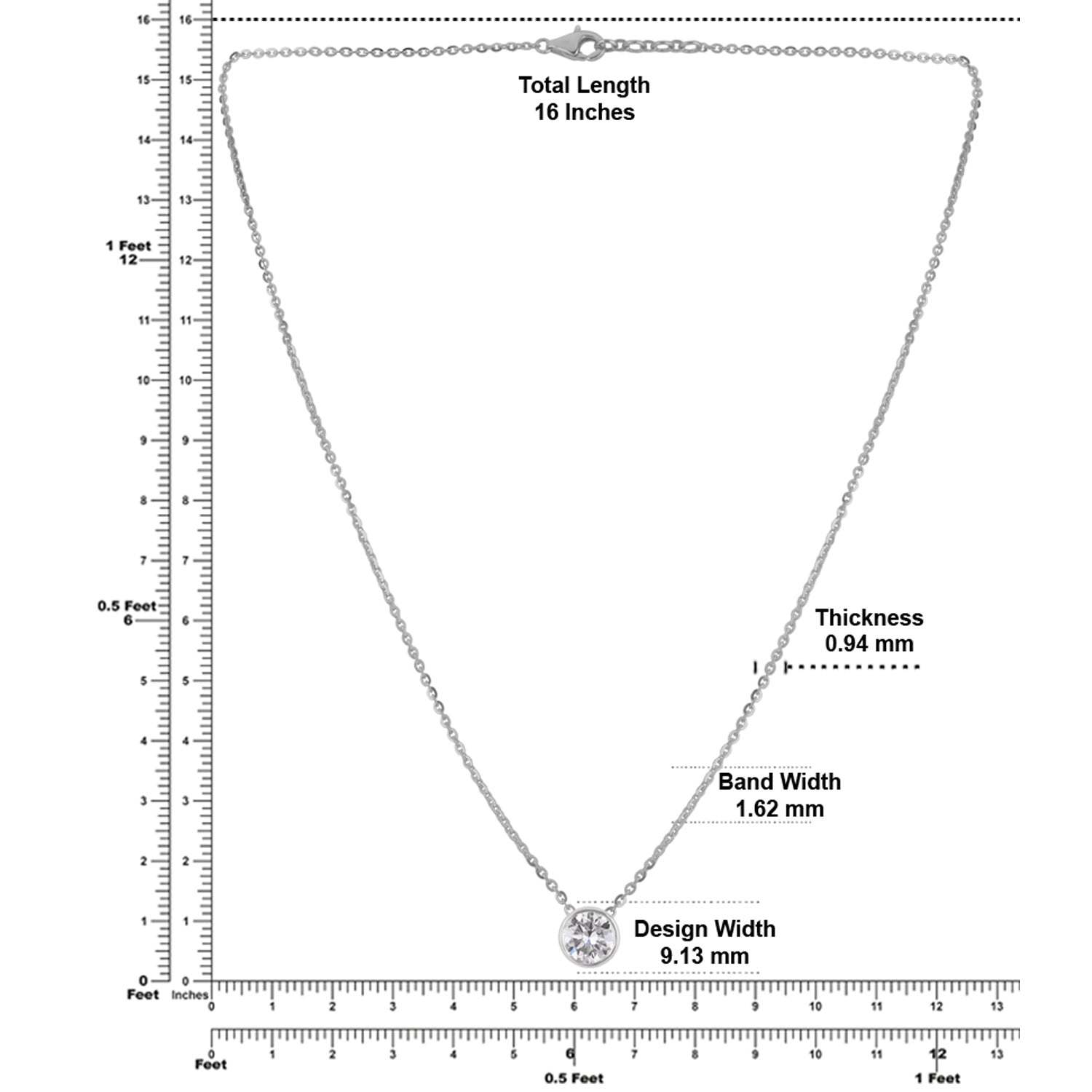 Lab Grown 2.02 Carat Round Brilliant Diamond Bezel Set Chain Pendant in 18 Karat Gold | SKU : 0005171057