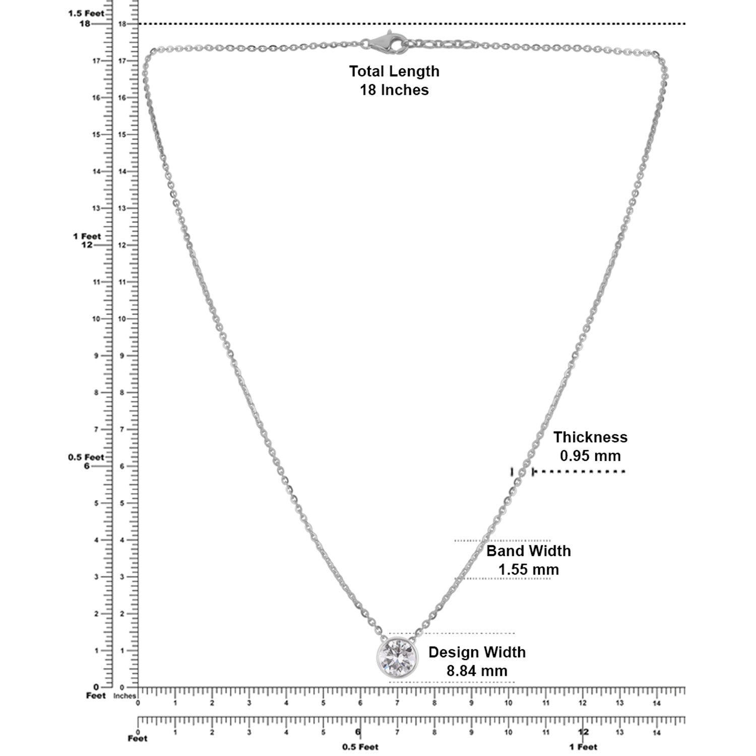 Lab Grown 2.06 Carat Round Brilliant Diamond Bezel Set Chain Pendant in 18 Karat Gold | SKU : 0005171064