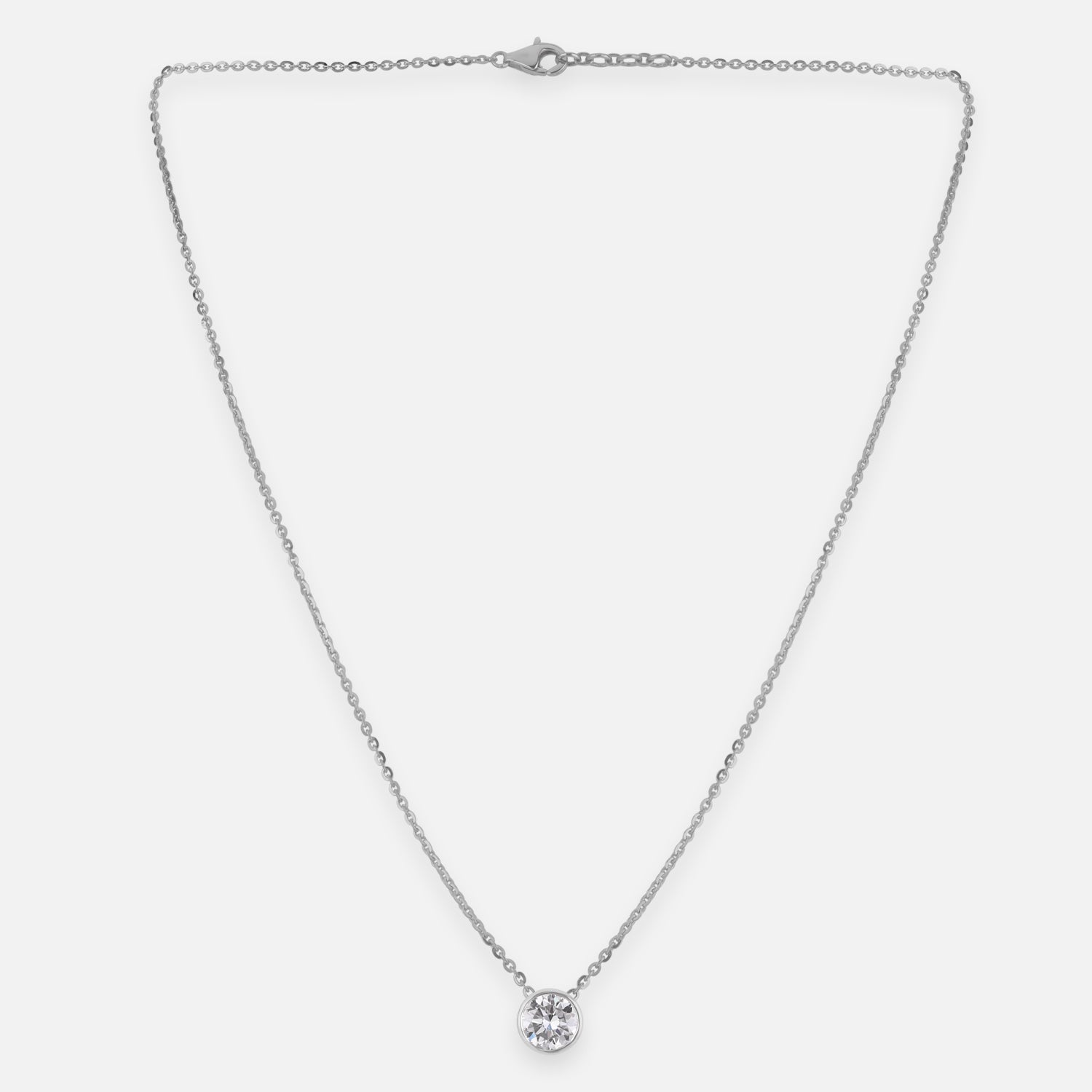 Lab Grown 2.01 Carat Round Brilliant Diamond Bezel Set Chain Pendant in 18 Karat Gold | SKU : 0005171071