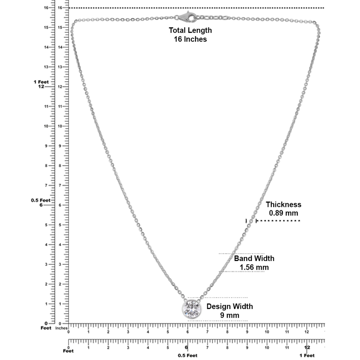 Lab Grown 2.01 Carat Round Brilliant Diamond Bezel Set Chain Pendant in 18 Karat Gold | SKU : 0005171071