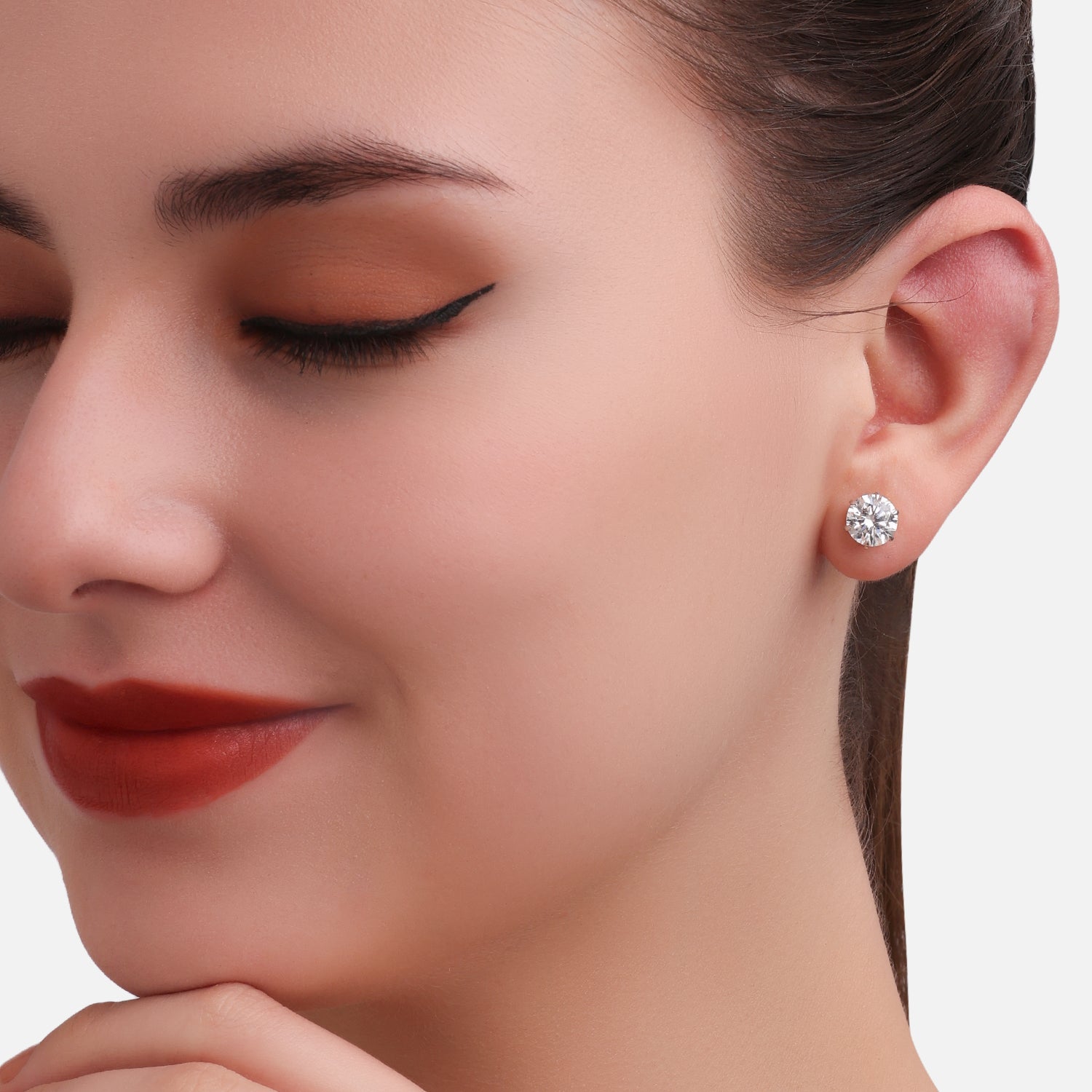 Lab Grown 4.12 Carat Round Brilliant Diamond Stud Earrings in 18 Karat Rose Gold | SKU : 0005173099