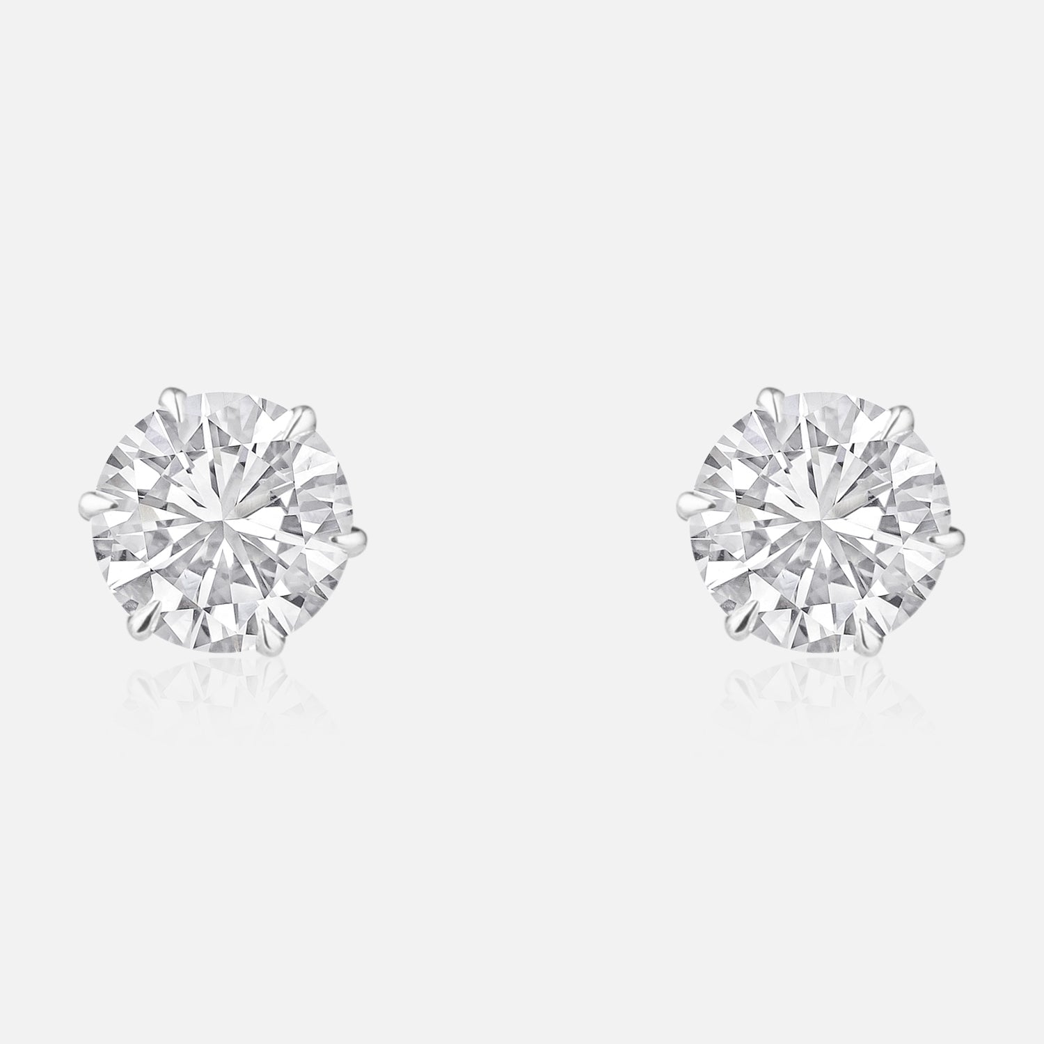 Lab Grown 4.06 Carat Round Diamond Stud Earrings in 18 Karat White Gold | SKU : 0005173136