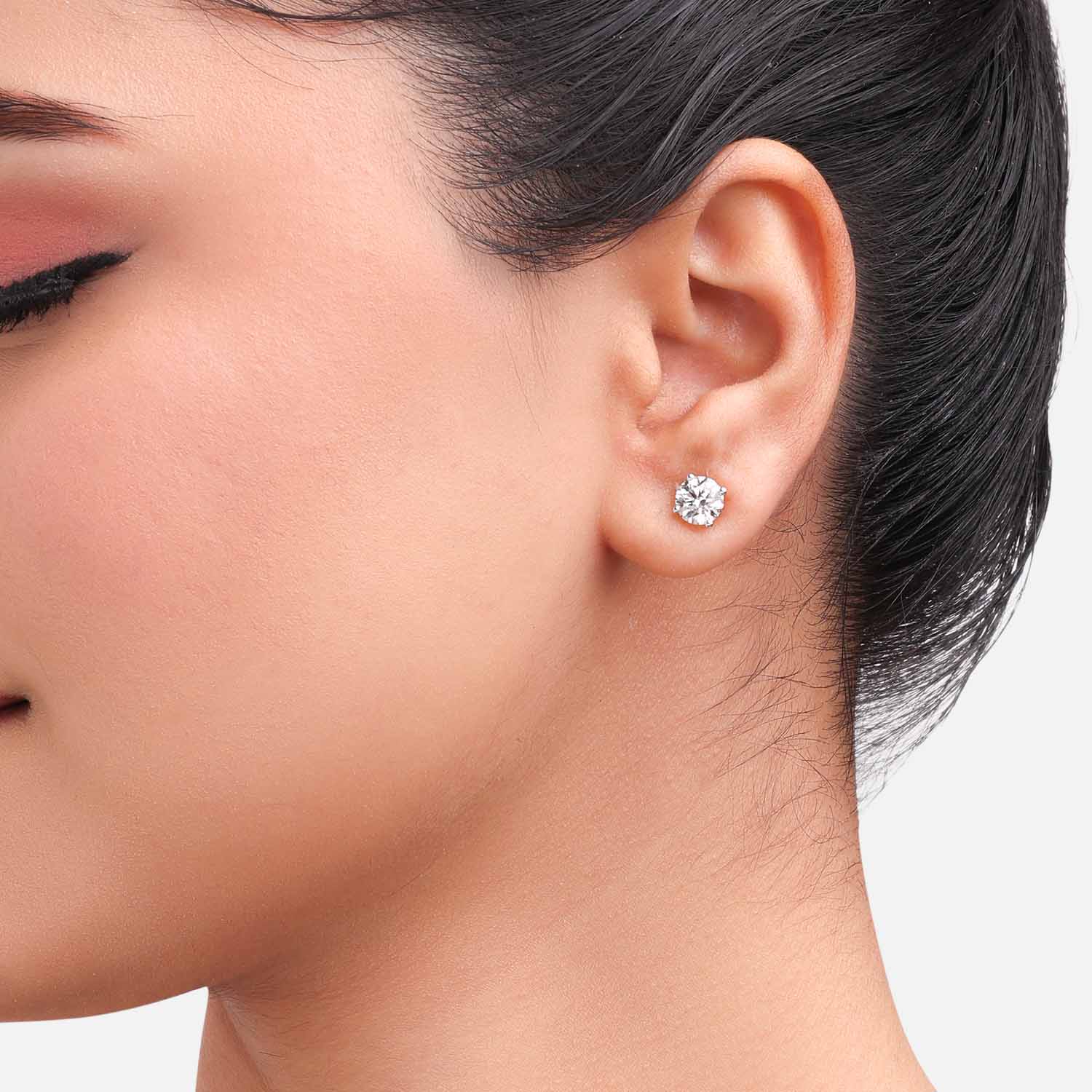 Lab Grown 4.09 Carat Round Brilliant Diamond Stud Earrings in 18 Karat Rose Gold | SKU : 0005173174