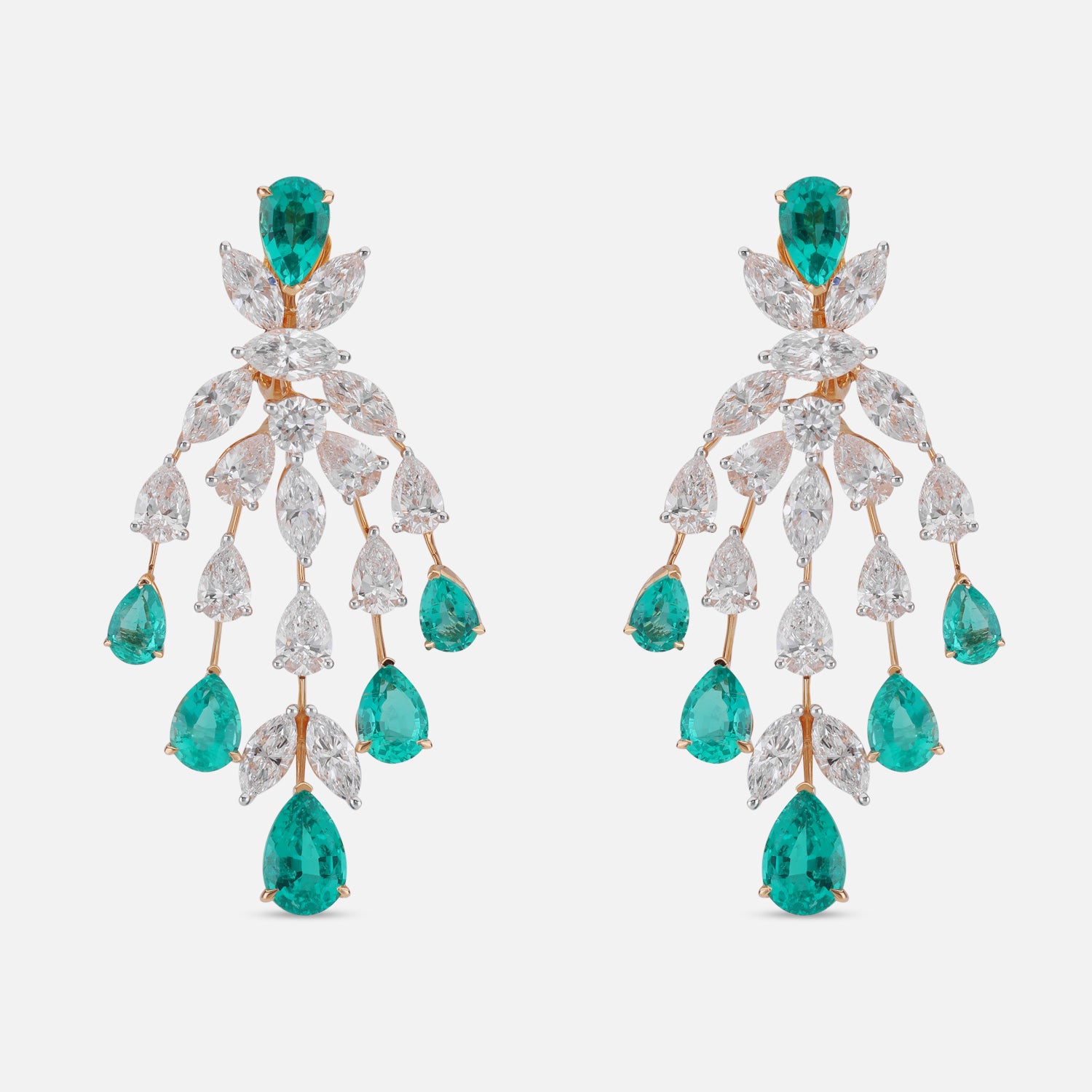 Lab Grown 10.46 Carat Diamond & Emerald Drop Earrings in 18 Karat Yellow Gold | SKU : 0005202003